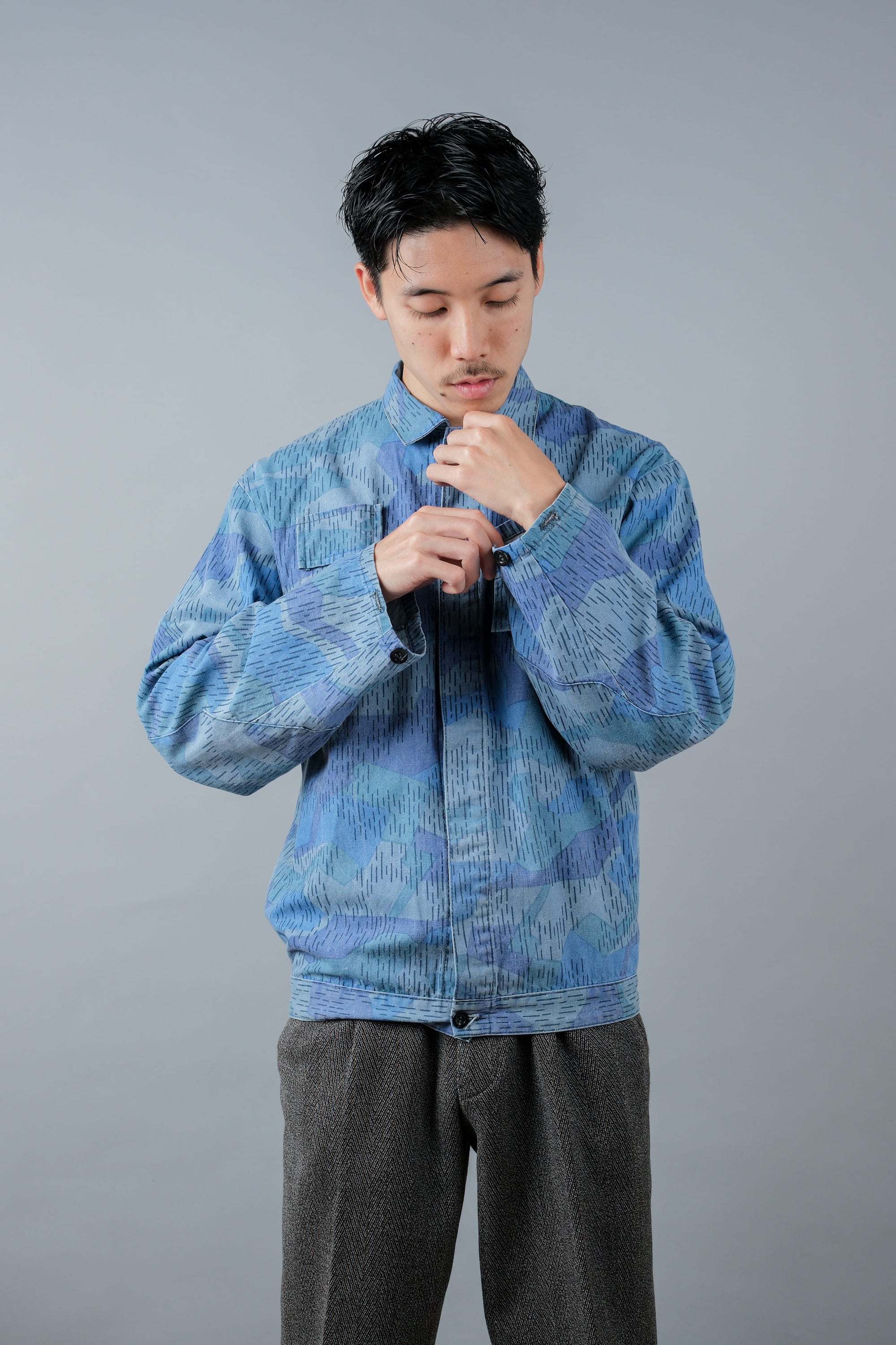 ［~80's］Czechoslovakian People's Militias & Fire Brigade Blue Splinter Pattern Camouflage Jacket