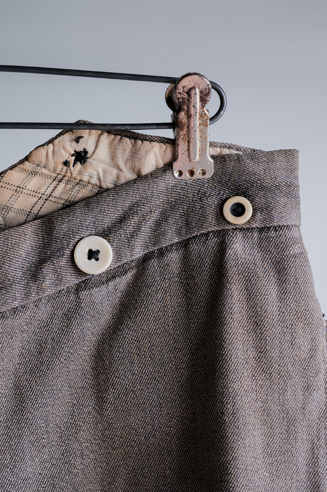 ［~10's］French Antique Brown Salt & Pepper Cotton Twill Work Pants "Patchwork"