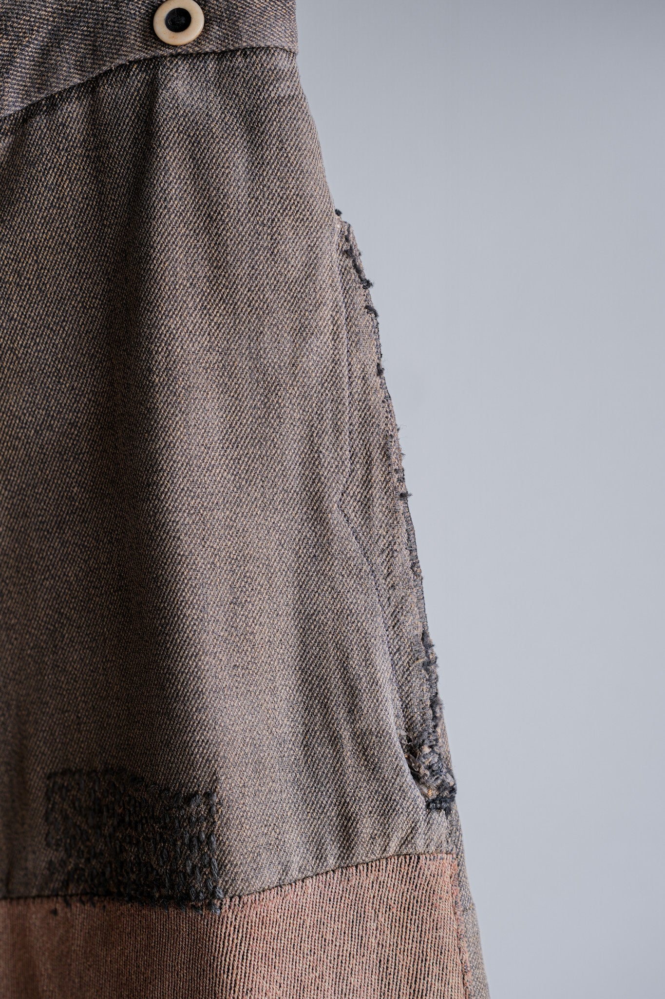 ［~10's］French Antique Brown Salt & Pepper Cotton Twill Work Pants "Patchwork"