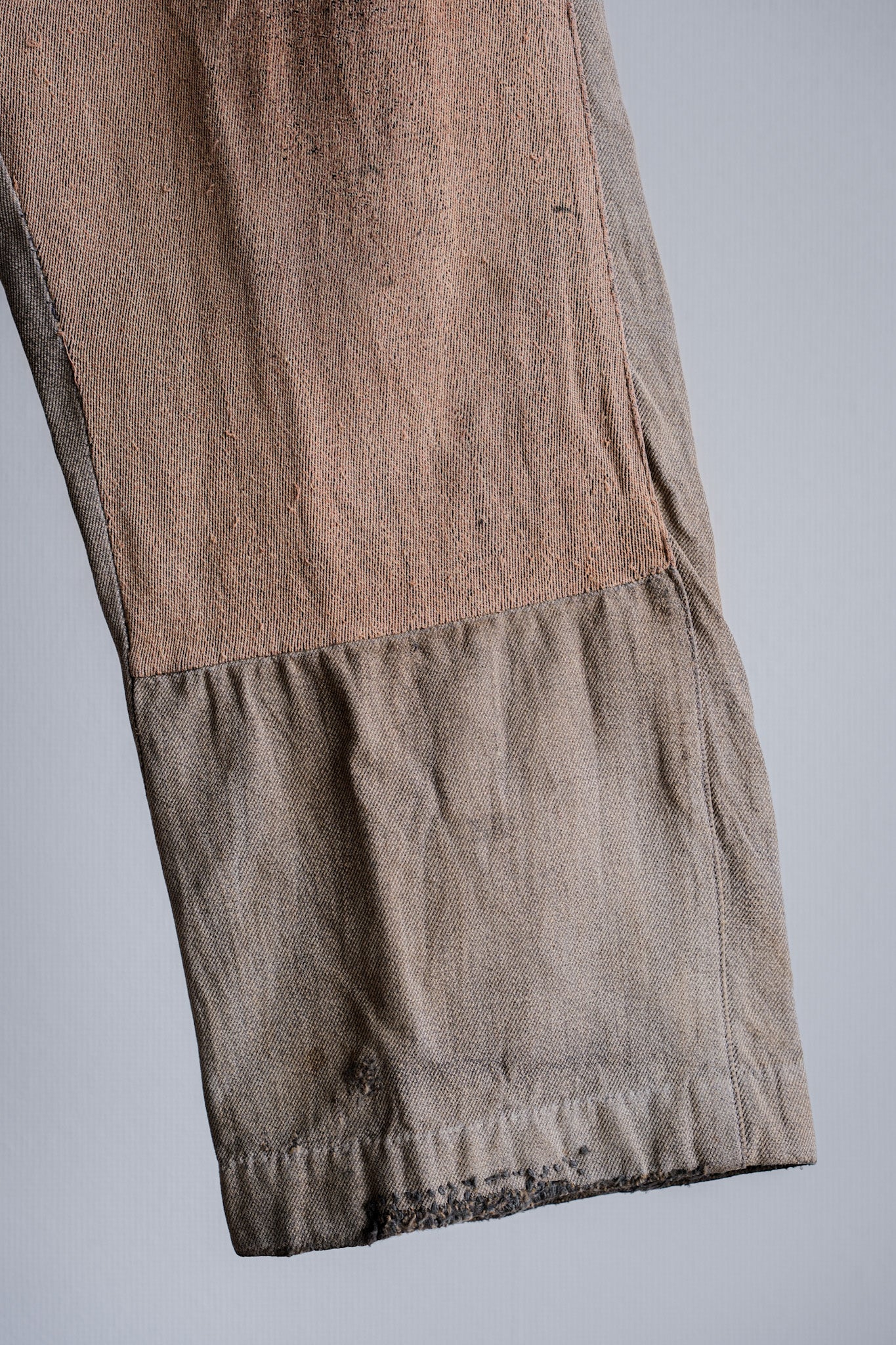 ［~10's］French Antique Brown Salt & Pepper Cotton Twill Work Pants "Patchwork"