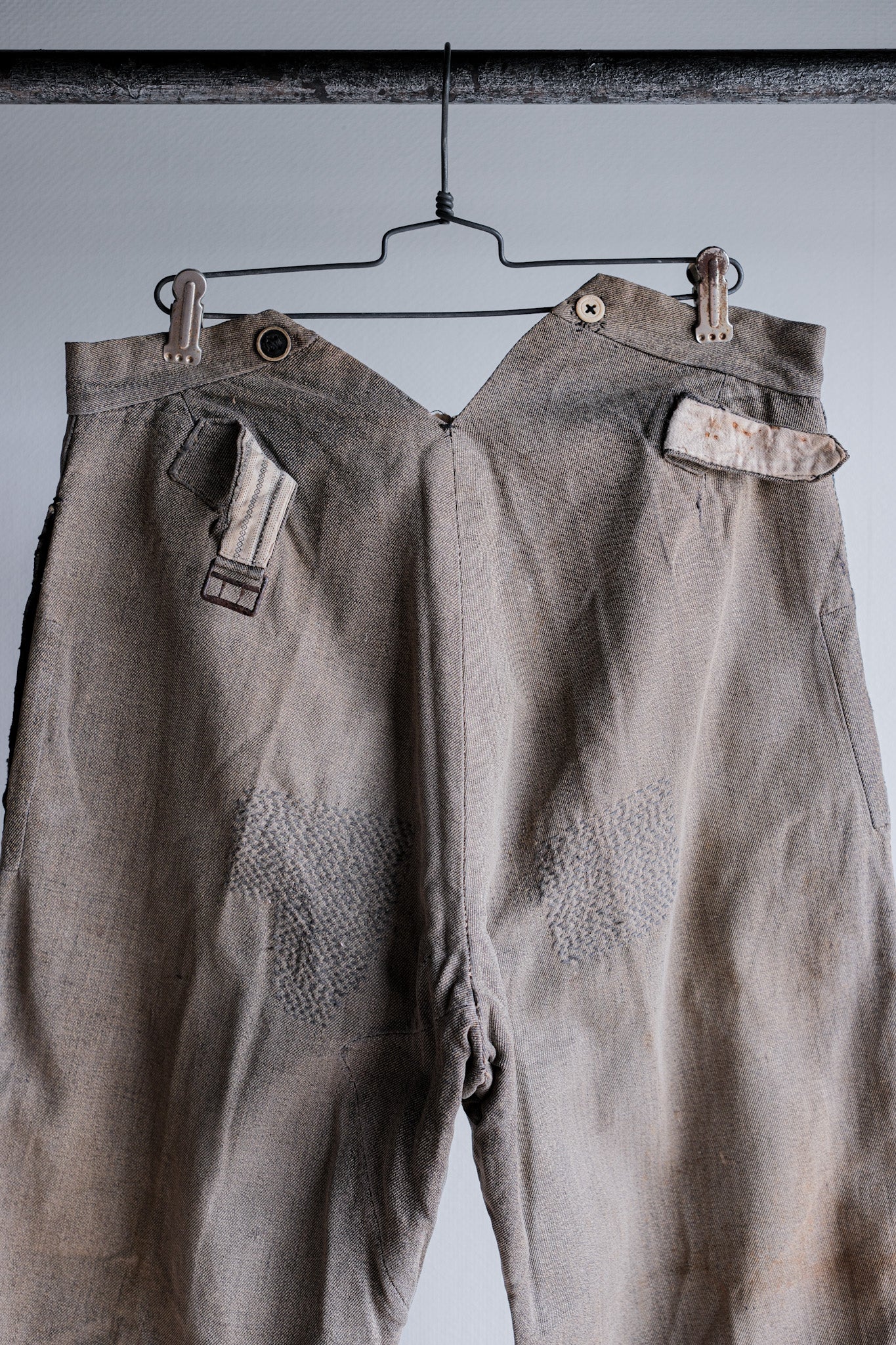 ［~10's］French Antique Brown Salt & Pepper Cotton Twill Work Pants "Patchwork"