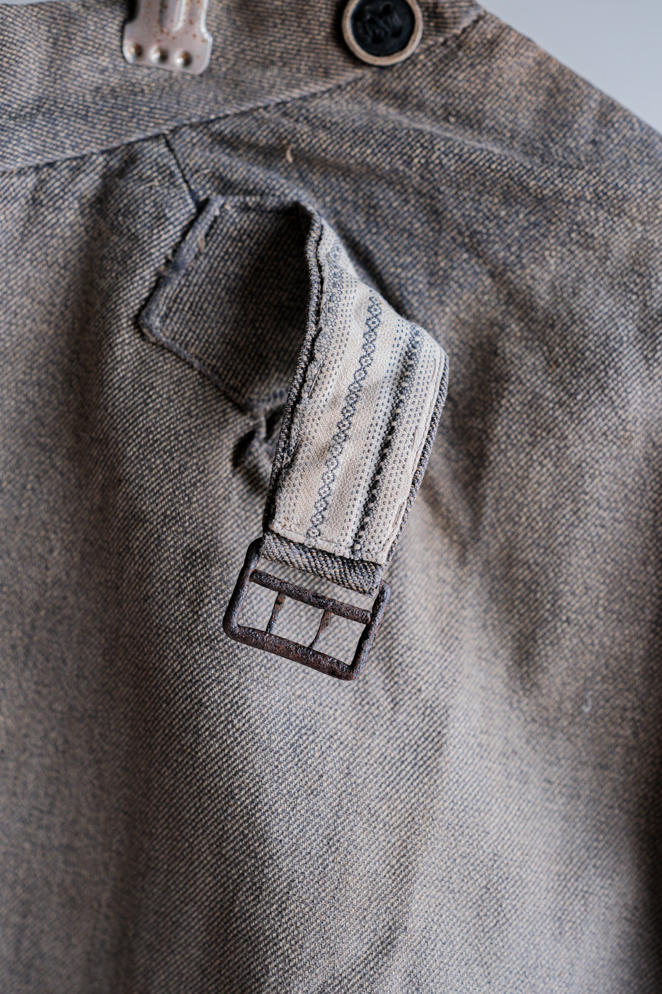 ［~10's］French Antique Brown Salt & Pepper Cotton Twill Work Pants "Patchwork"