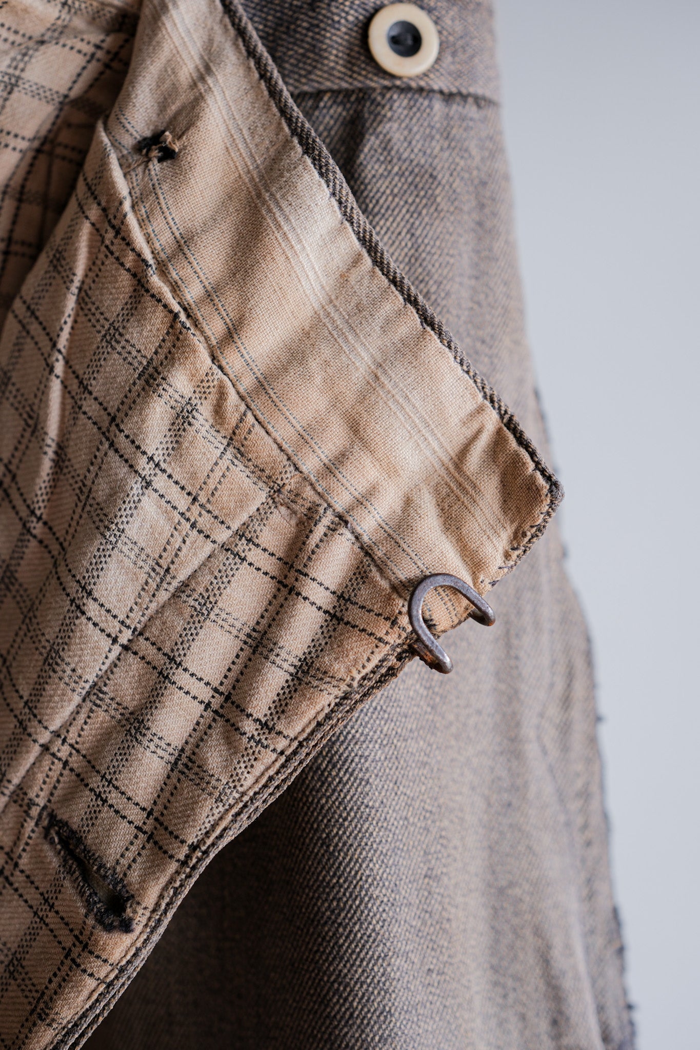［~10's］French Antique Brown Salt & Pepper Cotton Twill Work Pants "Patchwork"
