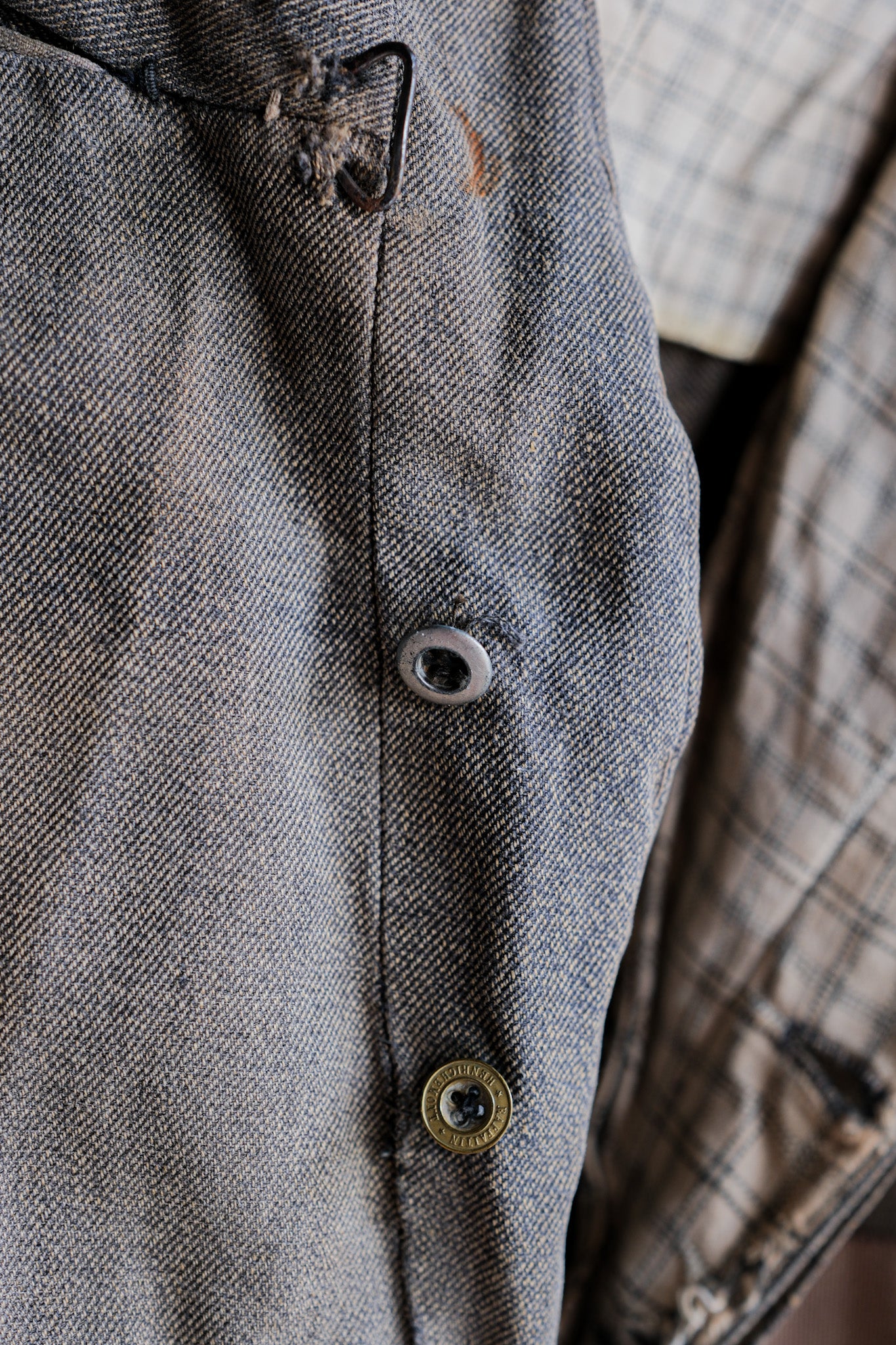 ［~10's］French Antique Brown Salt & Pepper Cotton Twill Work Pants "Patchwork"