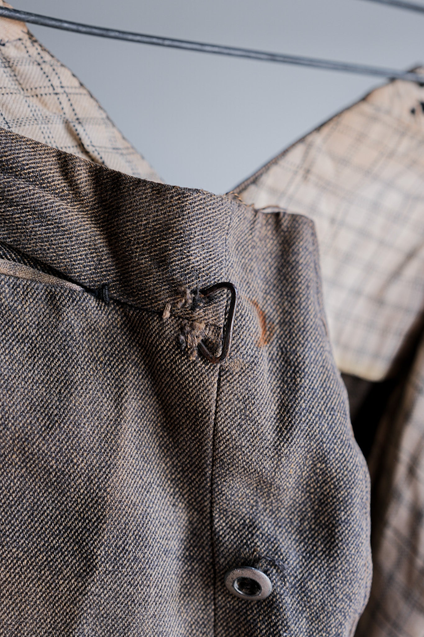 ［~10's］French Antique Brown Salt & Pepper Cotton Twill Work Pants "Patchwork"