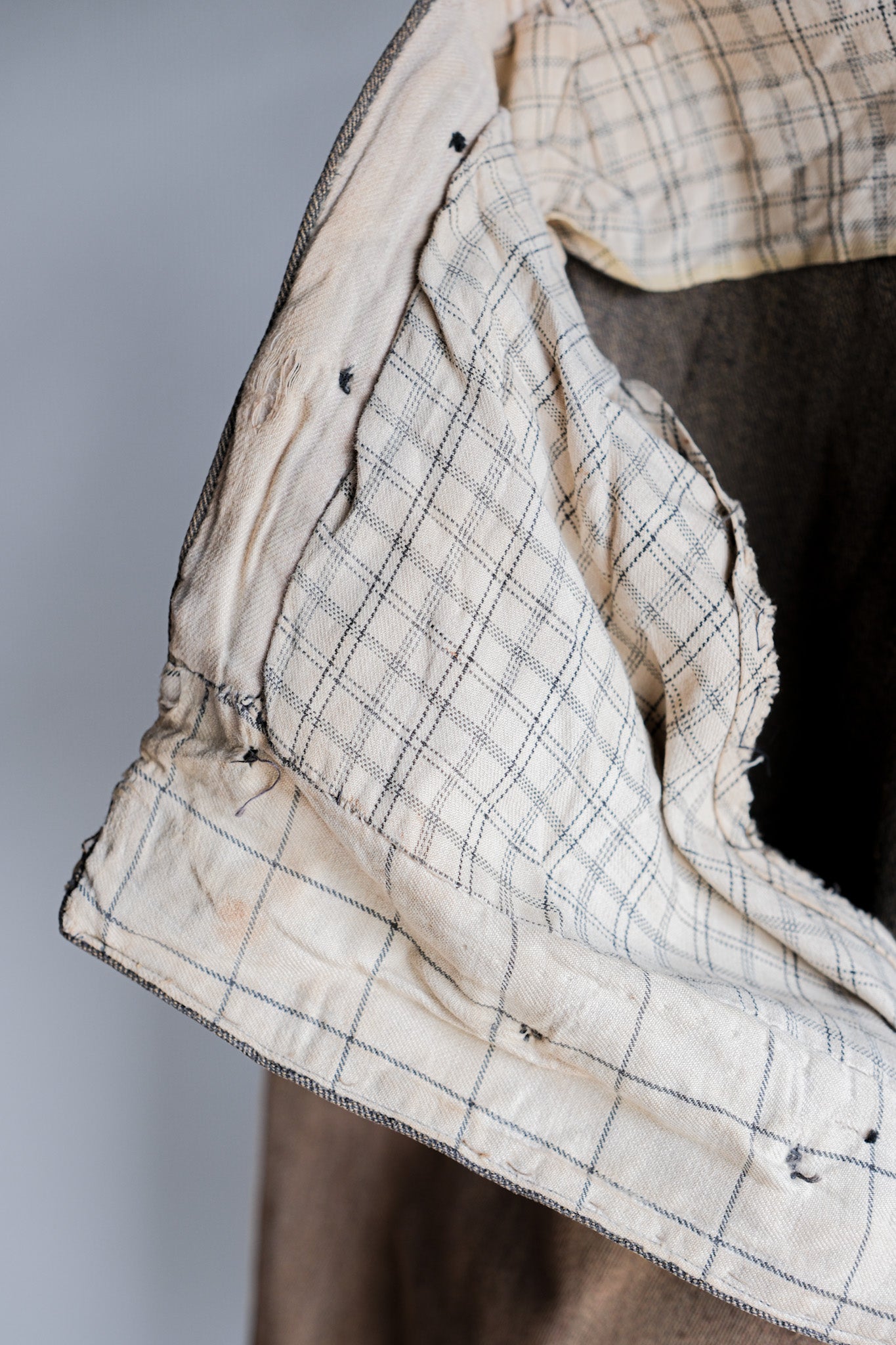 ［~10's］French Antique Brown Salt & Pepper Cotton Twill Work Pants "Patchwork"