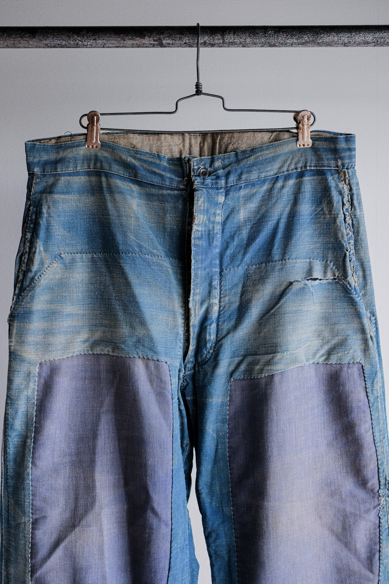 [〜30年代]法國復古靛藍Metis工作褲子“拼布”