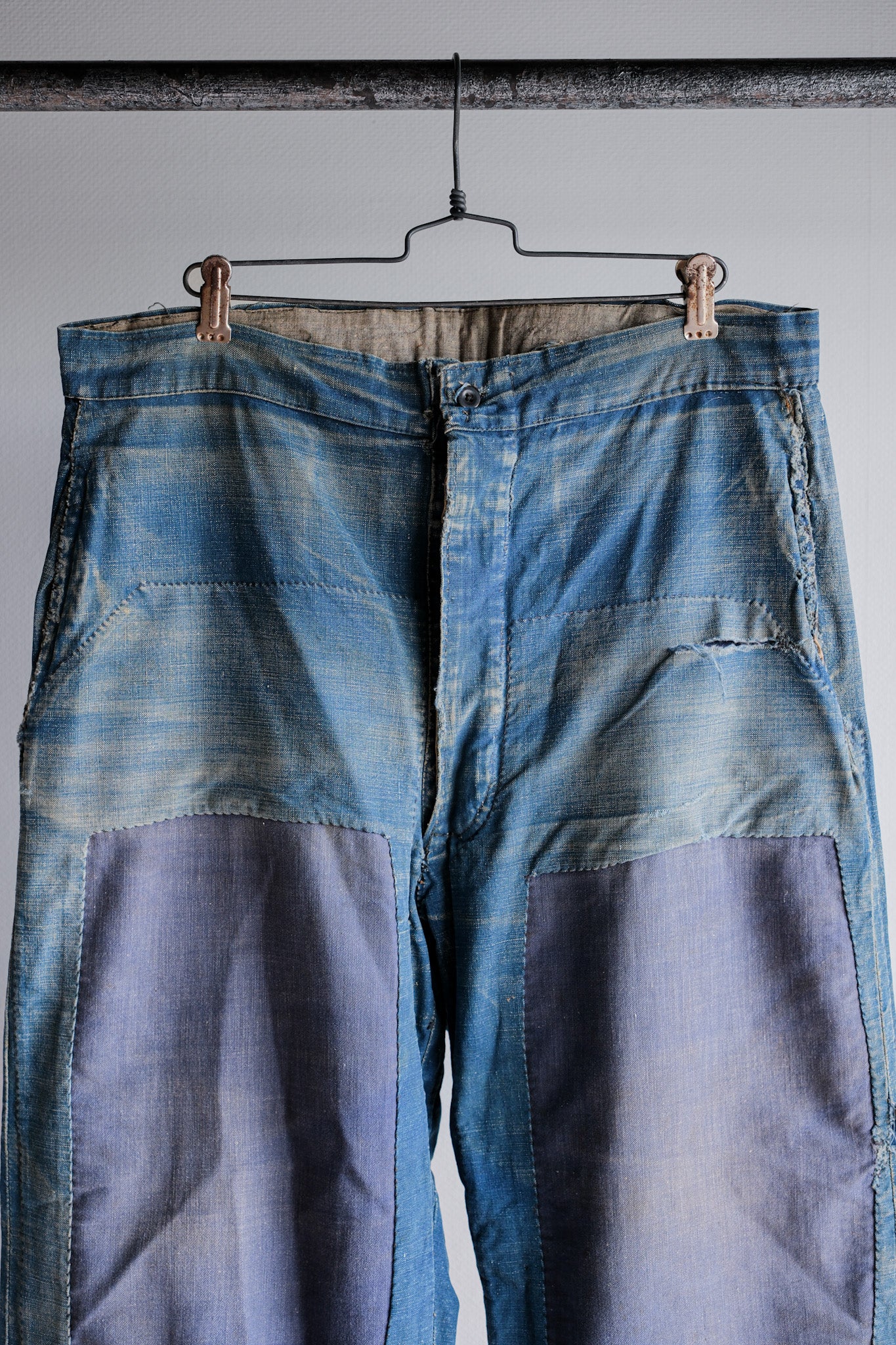 【~30's】French Vintage Indigo Metis Work Pants "Patchwork"