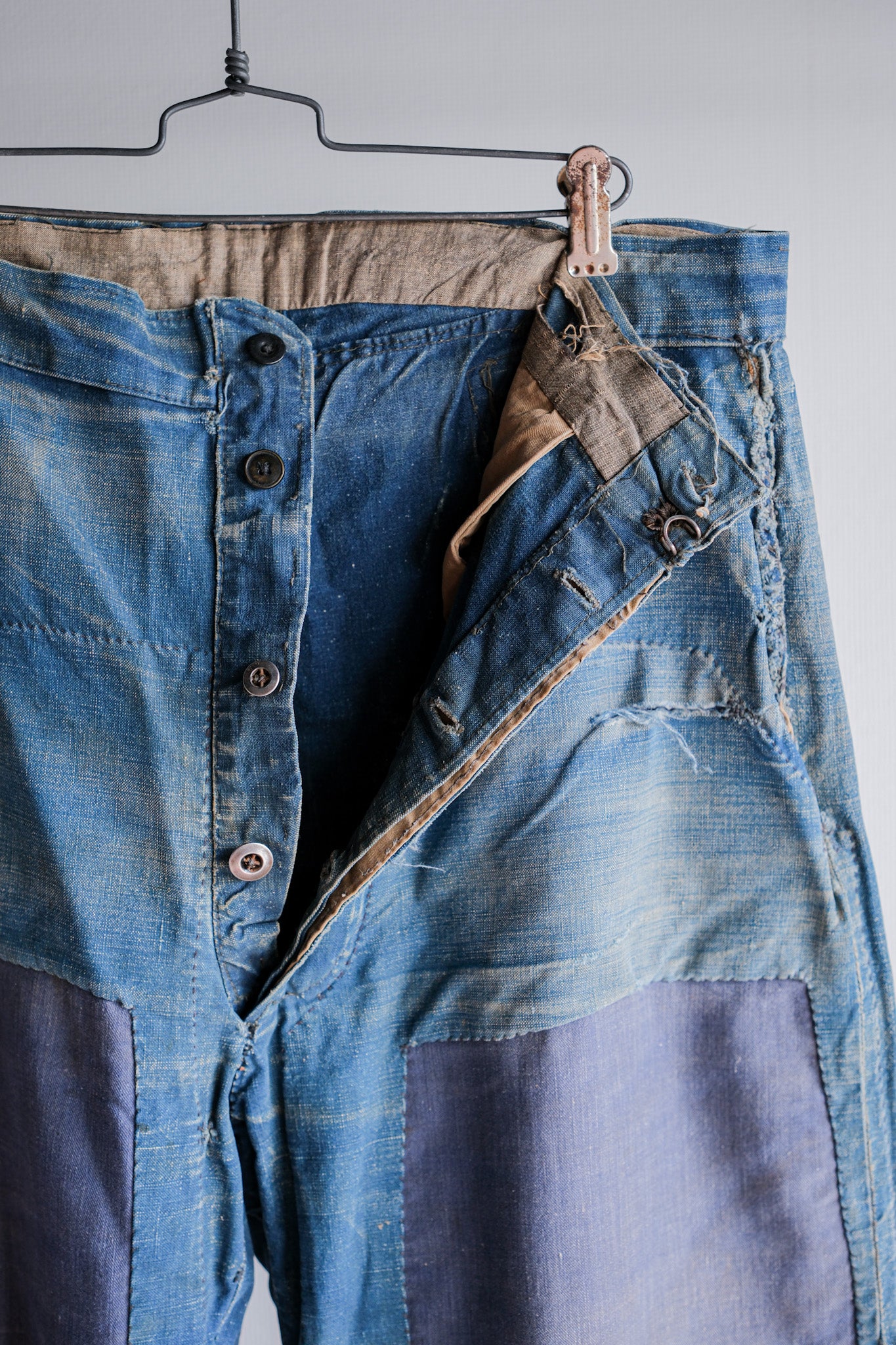 [〜30年代]法國復古靛藍Metis工作褲子“拼布”