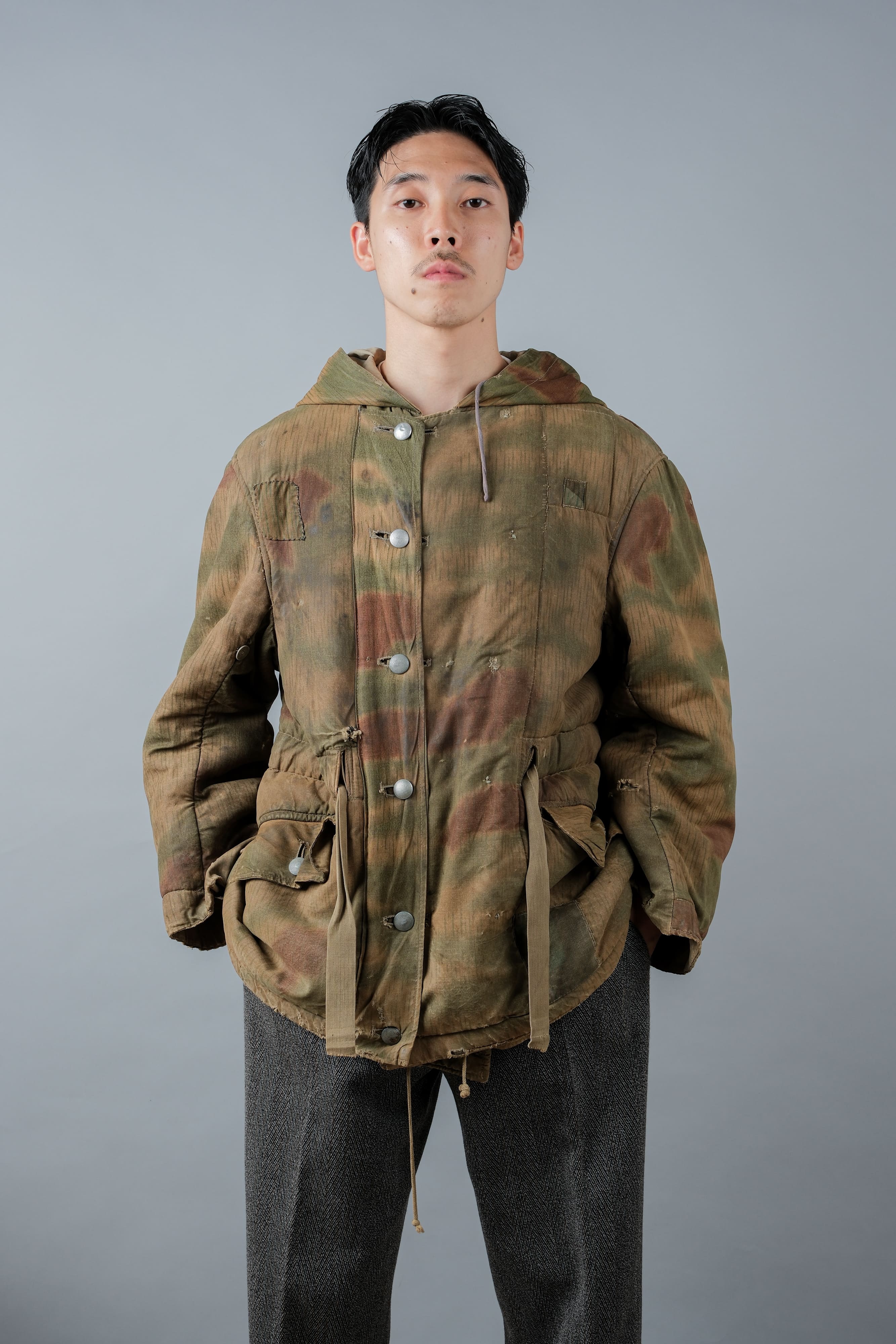 [~ 40's] WWⅱกองทัพเยอรมัน Sumpfternmster 44 Camouflage 43 รูปแบบการย้อนกลับของฤดูหนาว Parka "Wehrmacht"