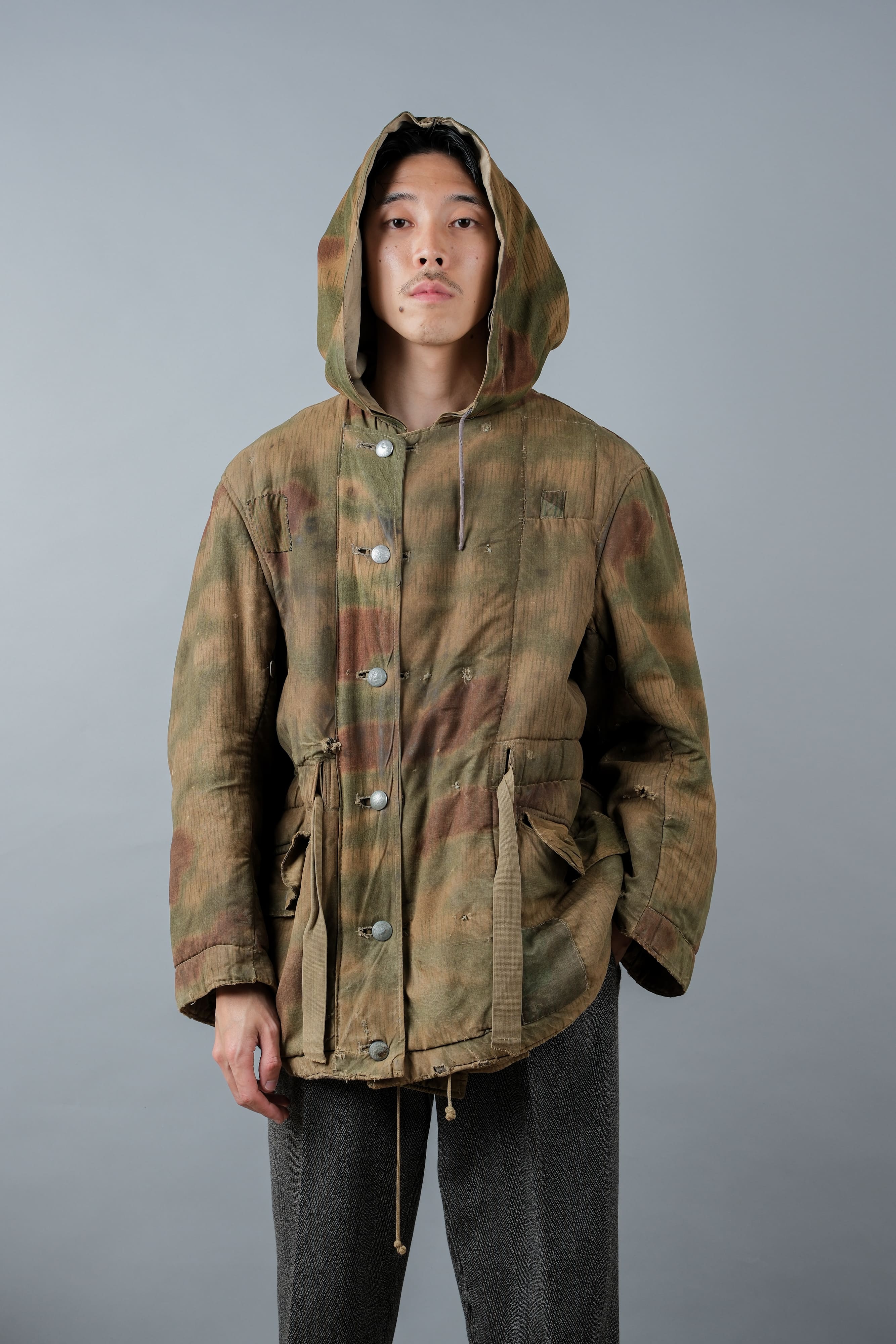 [~ 40's] WWⅱกองทัพเยอรมัน Sumpfternmster 44 Camouflage 43 รูปแบบการย้อนกลับของฤดูหนาว Parka "Wehrmacht"