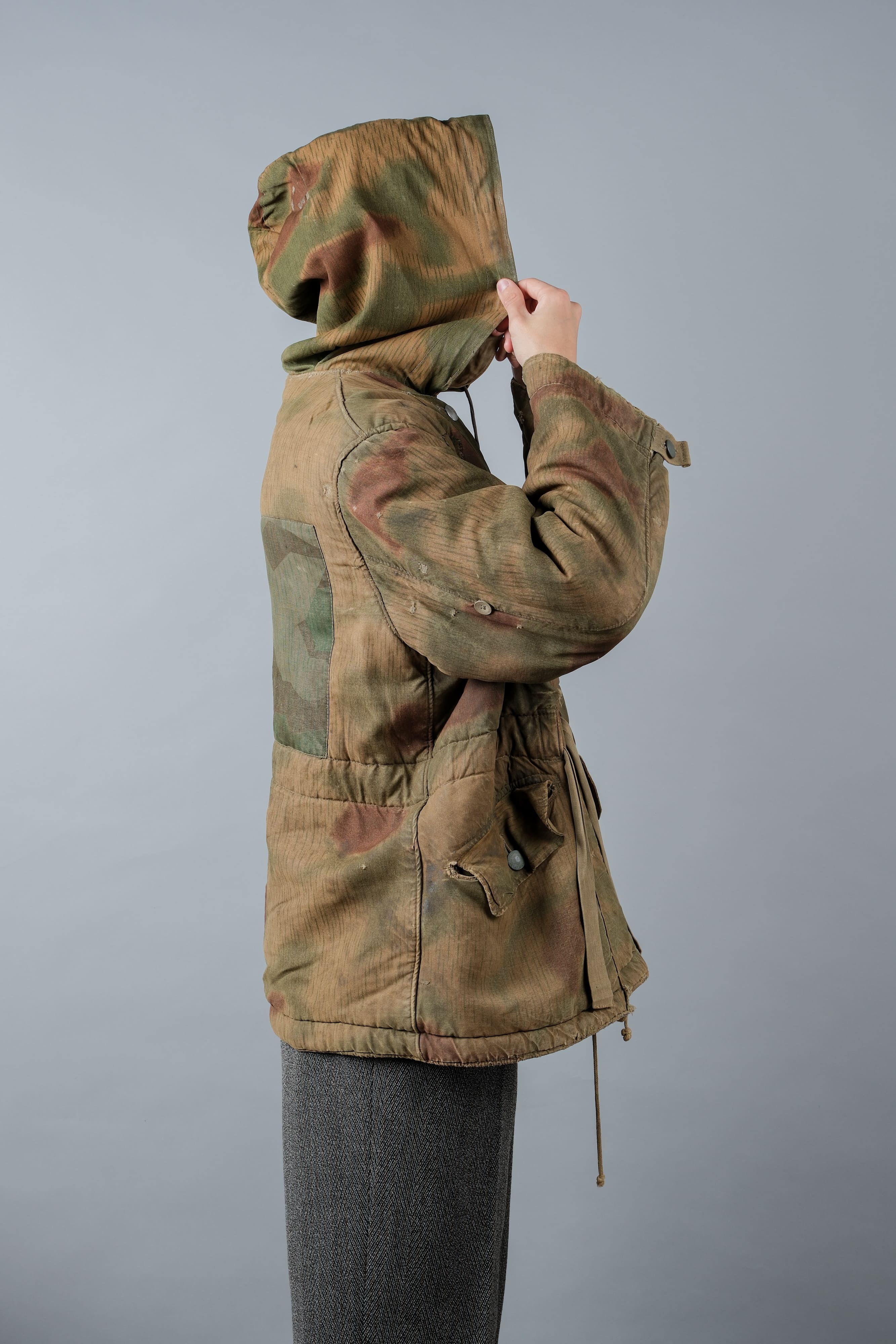 [~ 40's] WWⅱกองทัพเยอรมัน Sumpfternmster 44 Camouflage 43 รูปแบบการย้อนกลับของฤดูหนาว Parka "Wehrmacht"