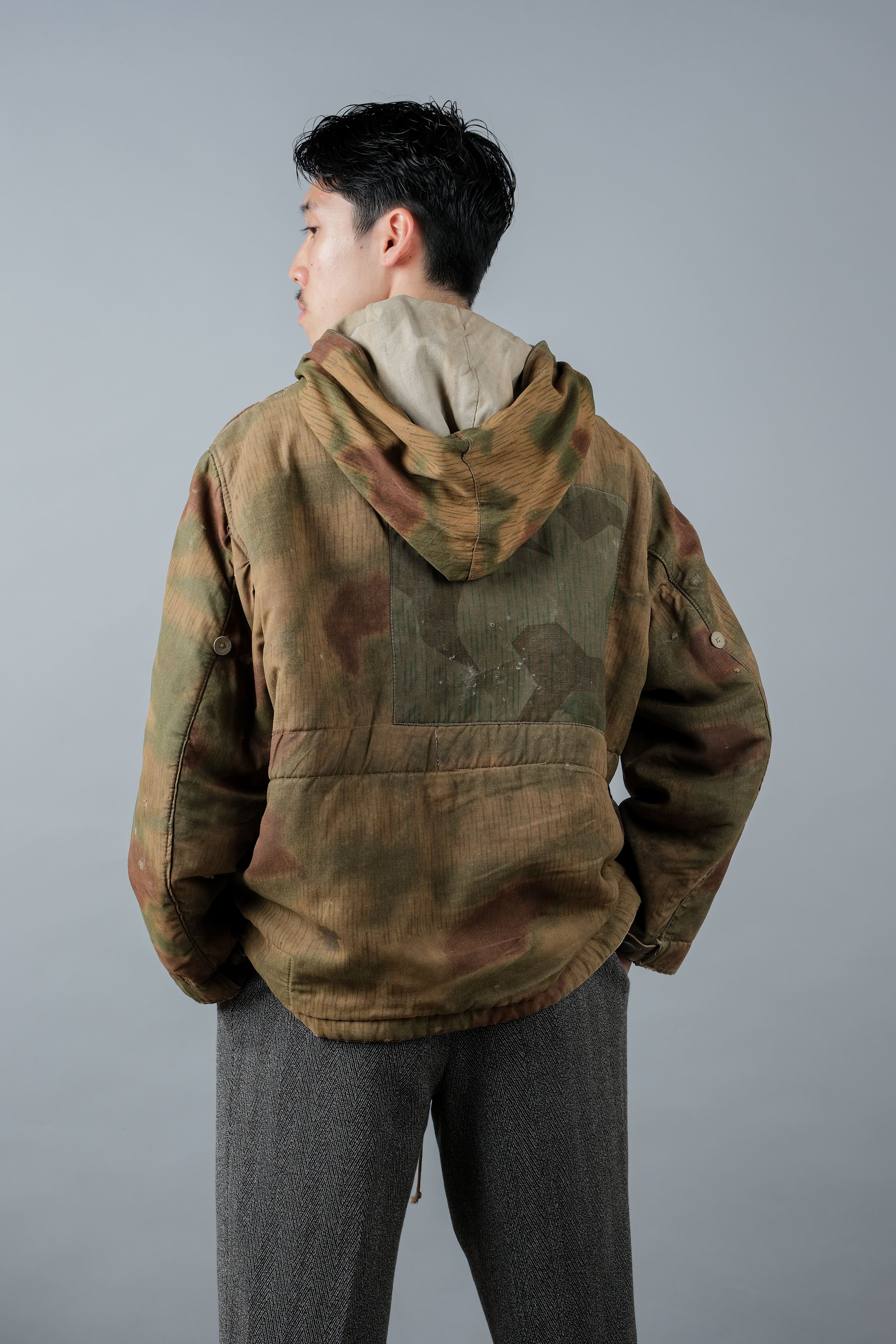 [~ 40's] WWⅱกองทัพเยอรมัน Sumpfternmster 44 Camouflage 43 รูปแบบการย้อนกลับของฤดูหนาว Parka "Wehrmacht"