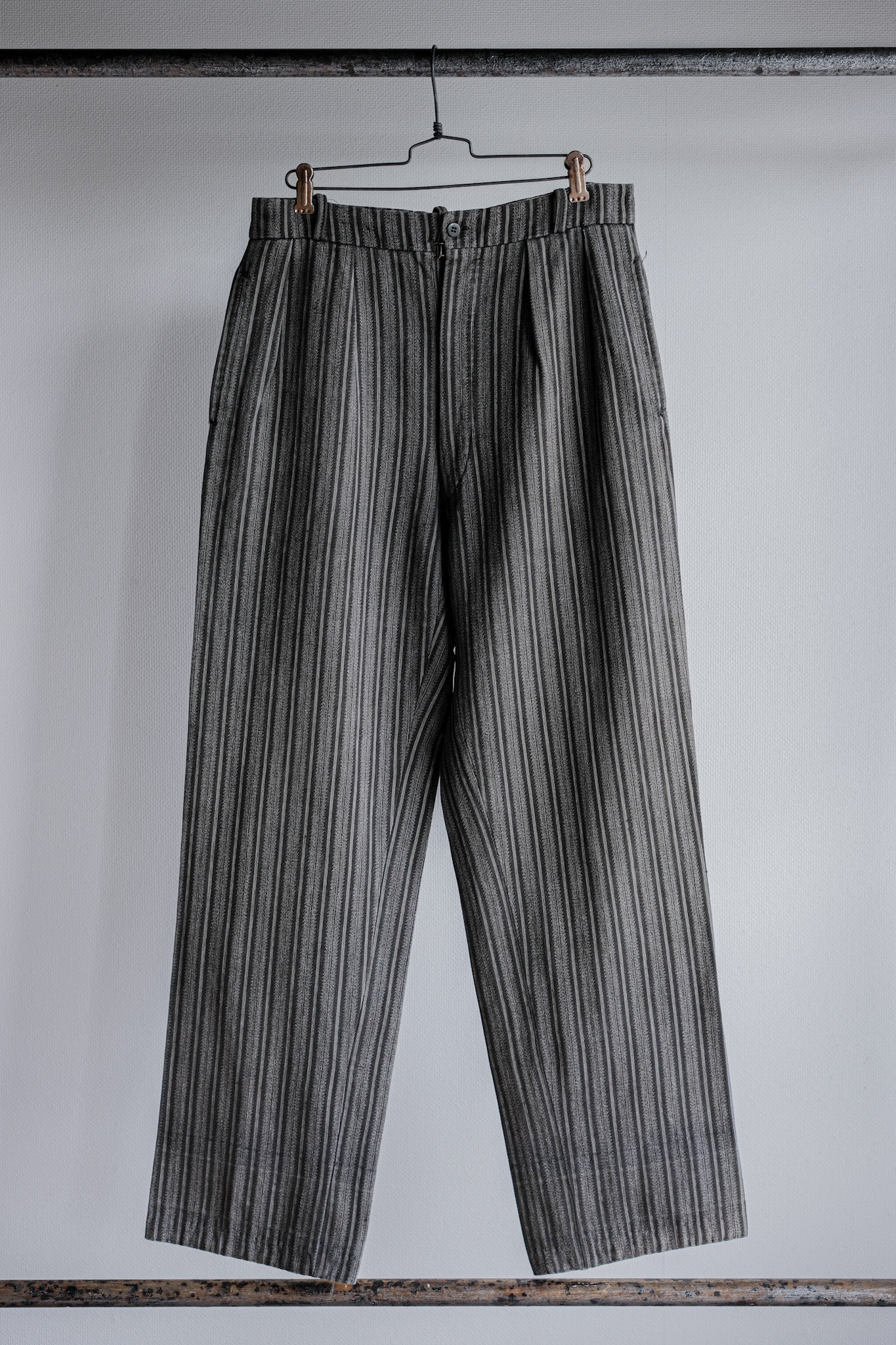 ［~50’s］French Vintage 2 Tuck Cotton Striped Work Pants