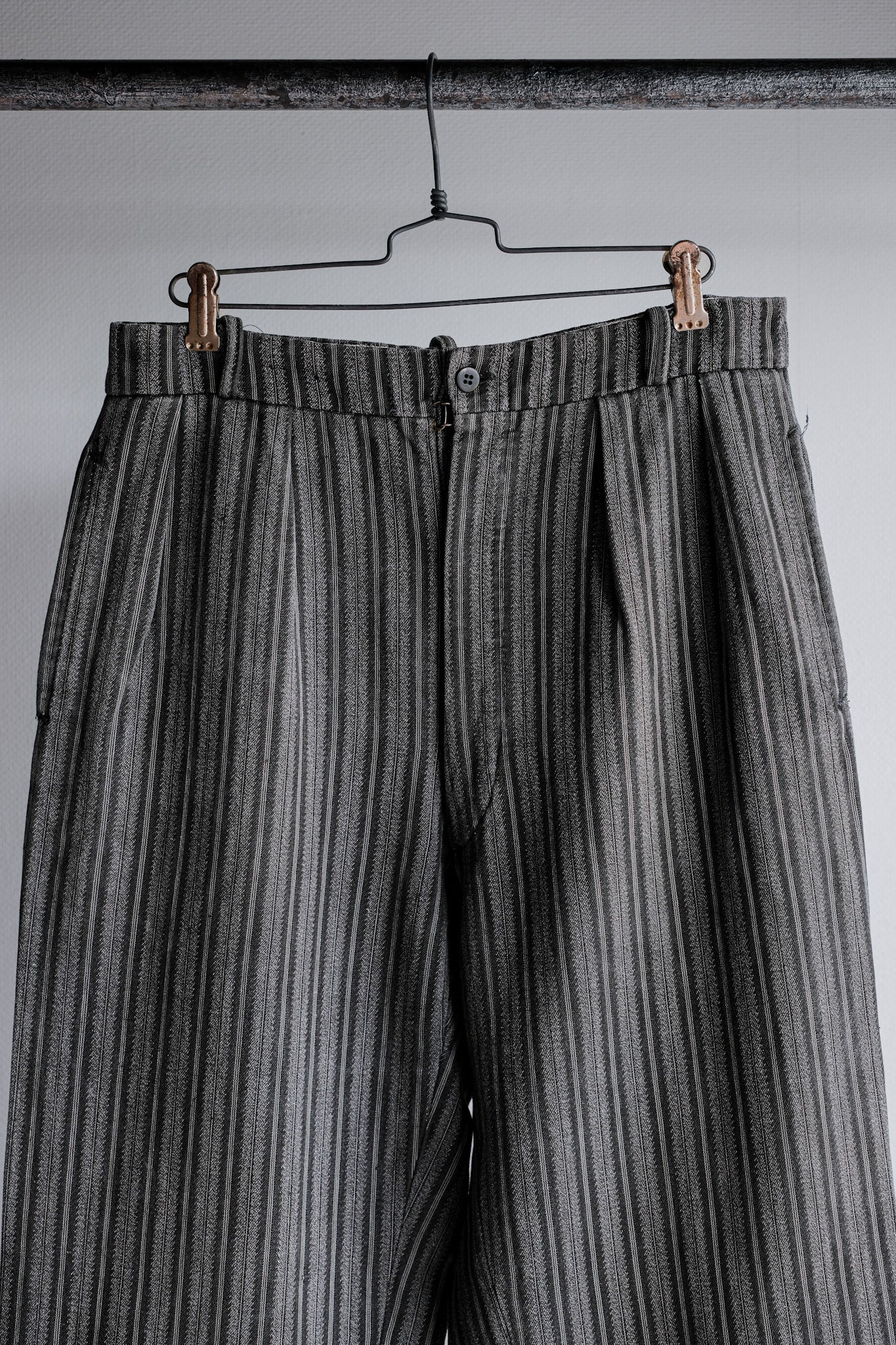［~50’s］French Vintage 2 Tuck Cotton Striped Work Pants
