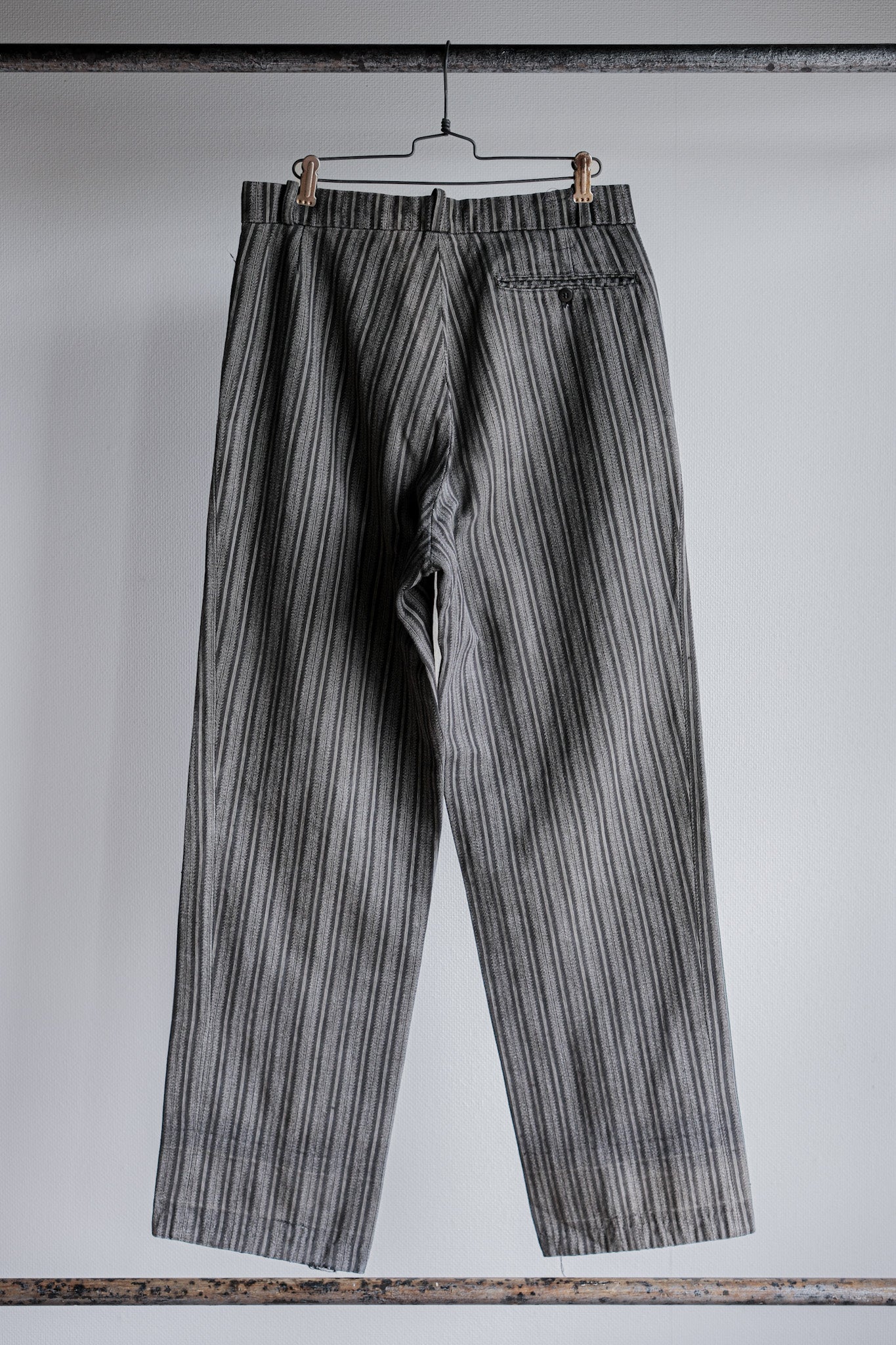 ［~50’s］French Vintage 2 Tuck Cotton Striped Work Pants