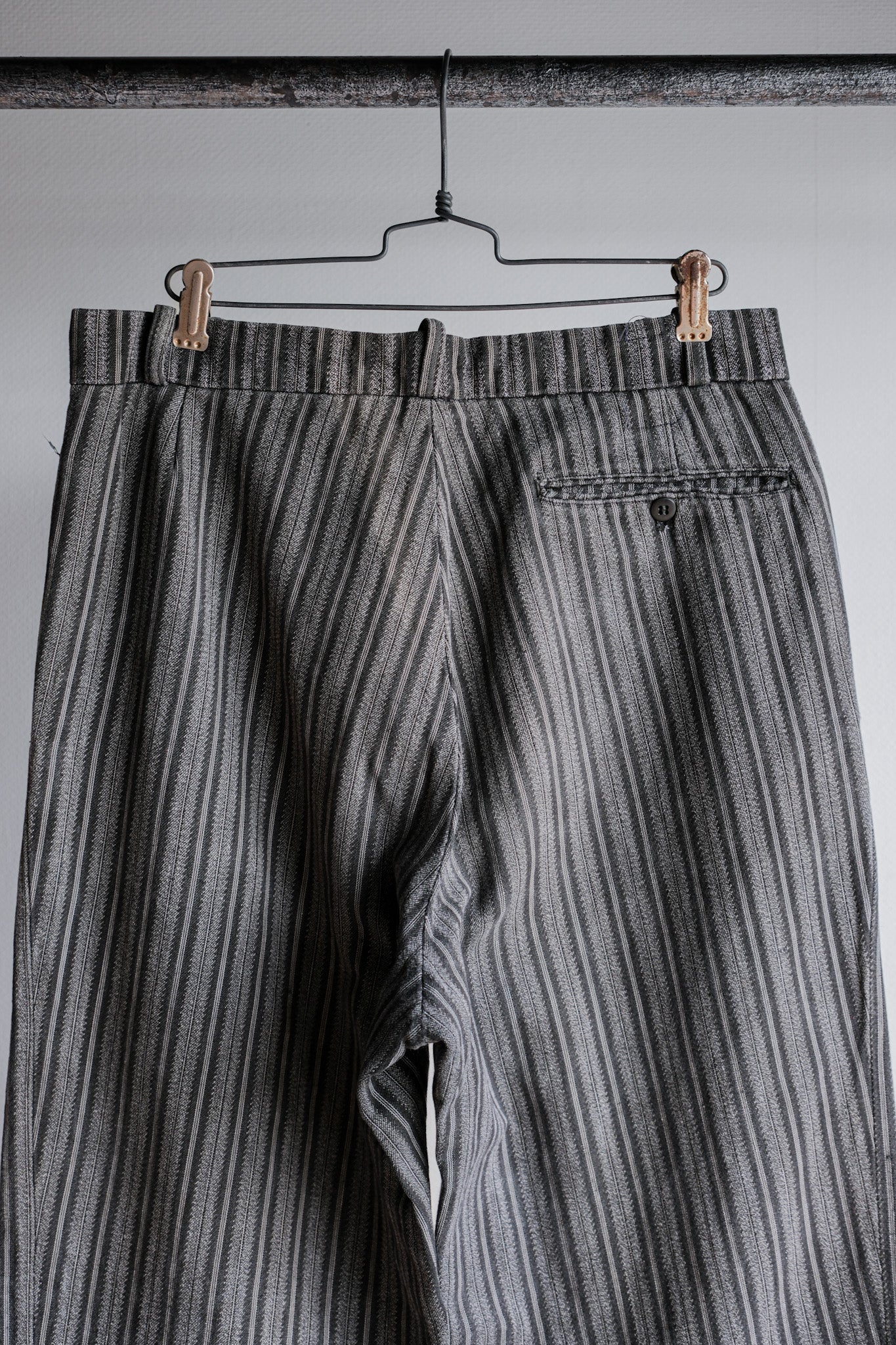 [~ 50's] French Vintage 2 TUCK Cotton Striped Work Pants