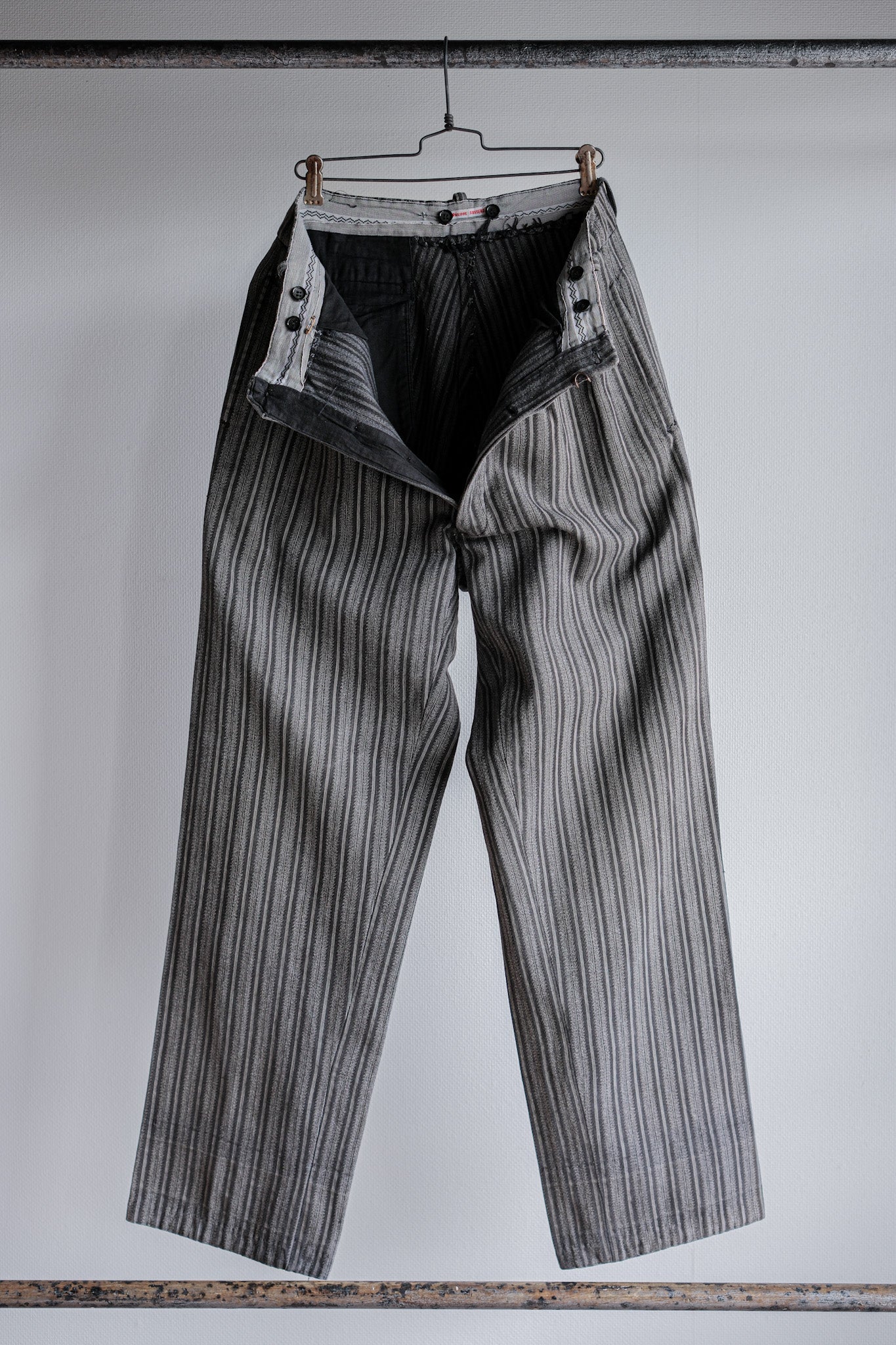 ［~50’s］French Vintage 2 Tuck Cotton Striped Work Pants
