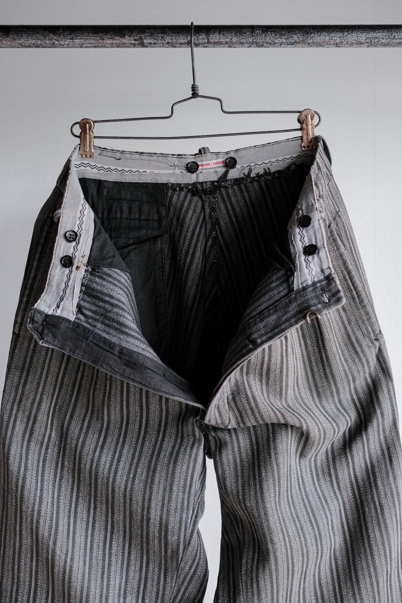 ［~50’s］French Vintage 2 Tuck Cotton Striped Work Pants