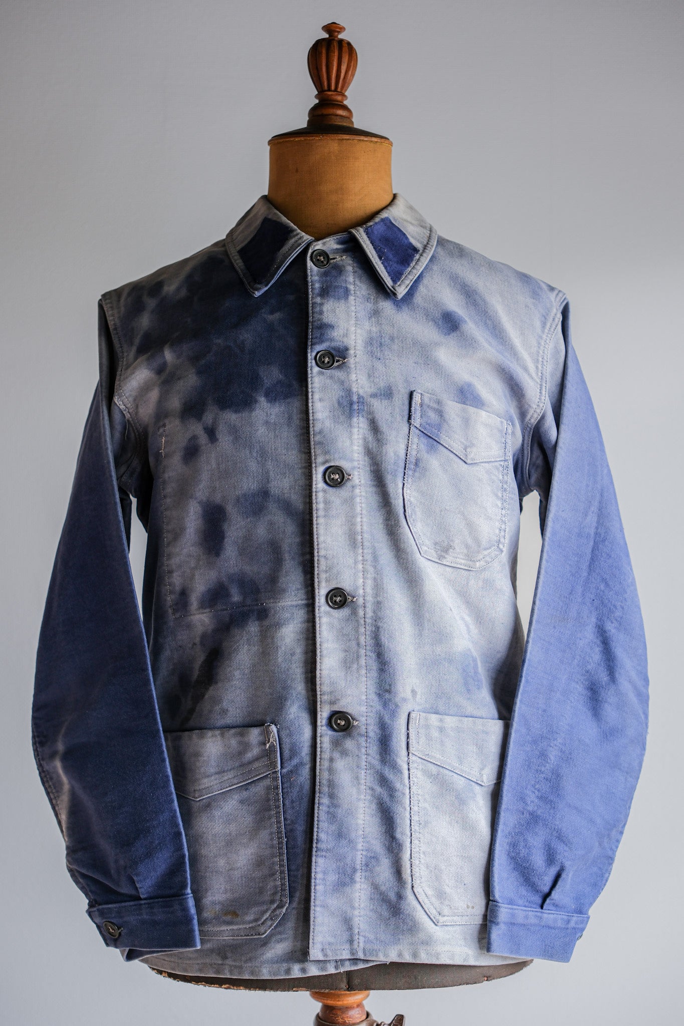 ［~40's］French Vintage Blue Moleskin Work Jacket "Crazy Fade"