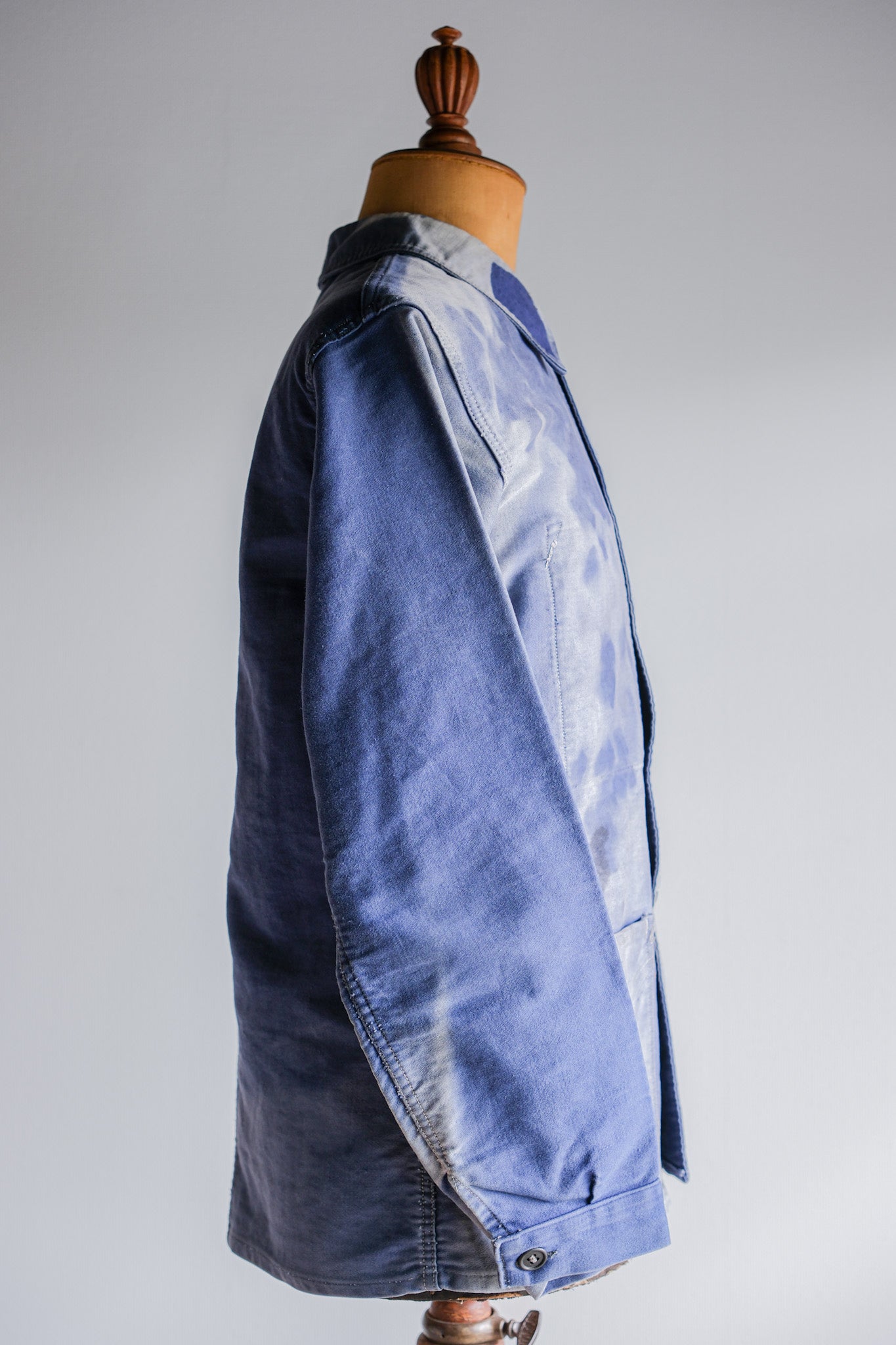 ［~40's］French Vintage Blue Moleskin Work Jacket "Crazy Fade"
