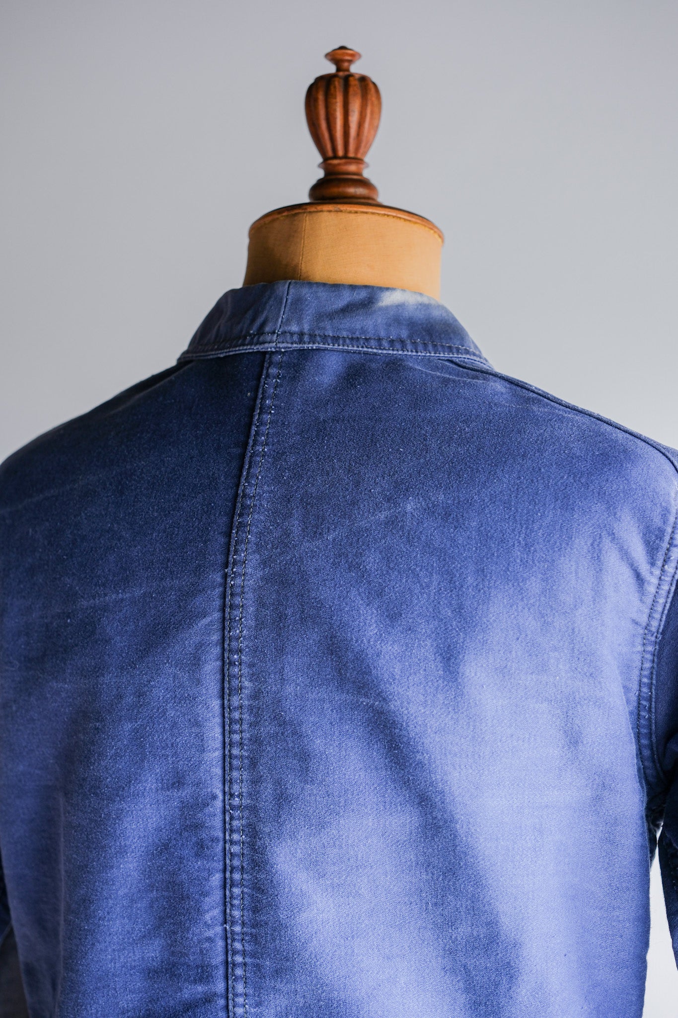 【~40's】French Vintage Blue Moleskin Work Jacket "Crazy Fade"