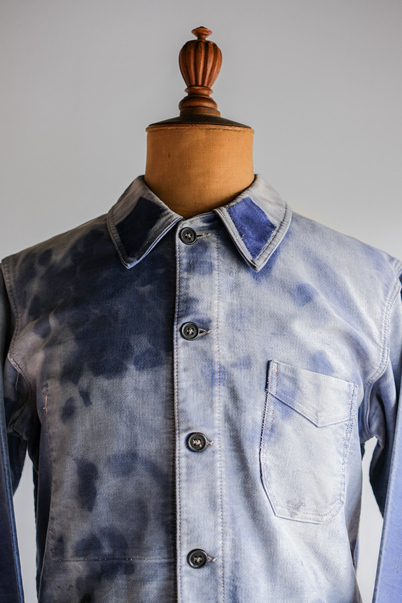 ［~40's］French Vintage Blue Moleskin Work Jacket "Crazy Fade"