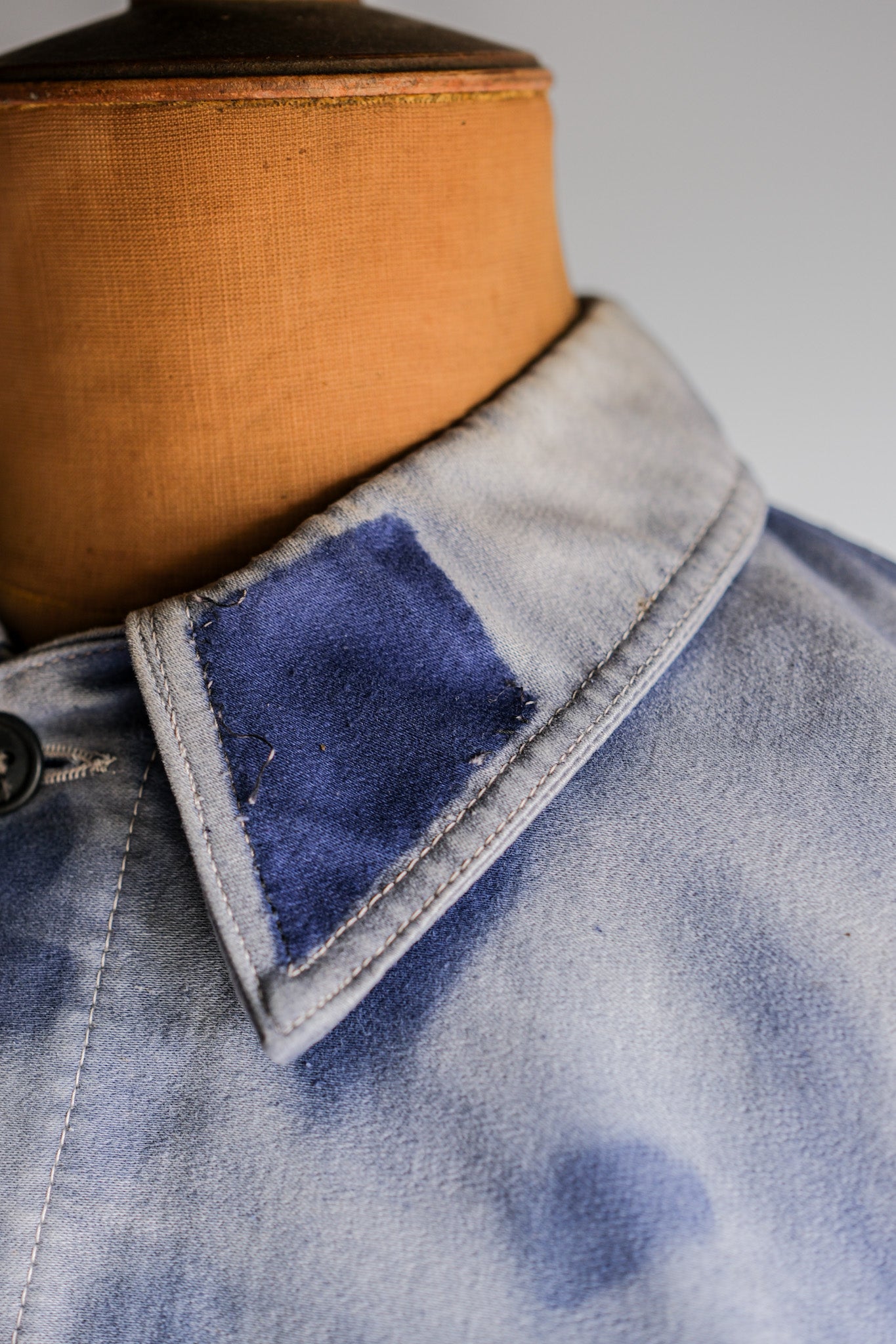 ［~40's］French Vintage Blue Moleskin Work Jacket "Crazy Fade"