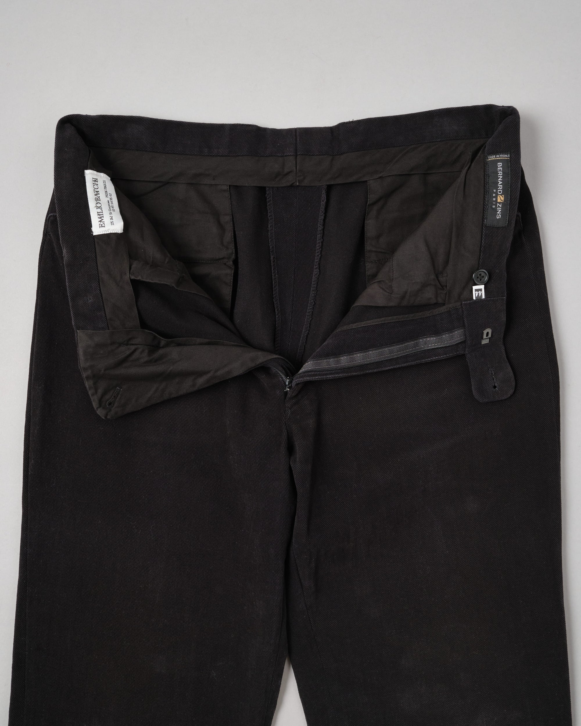 ［~90’s］Old BERNARD ZINS Black Cotton Twill Trousers Size.44 "EMILIO BATCHI 別注"