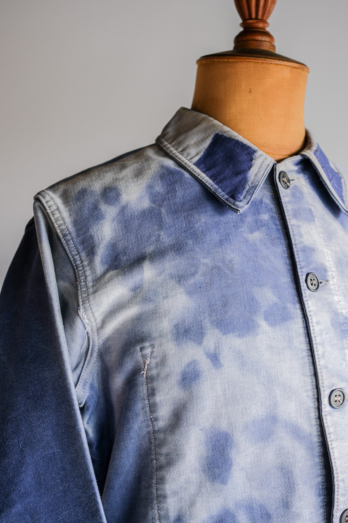 ［~40's］French Vintage Blue Moleskin Work Jacket "Crazy Fade"