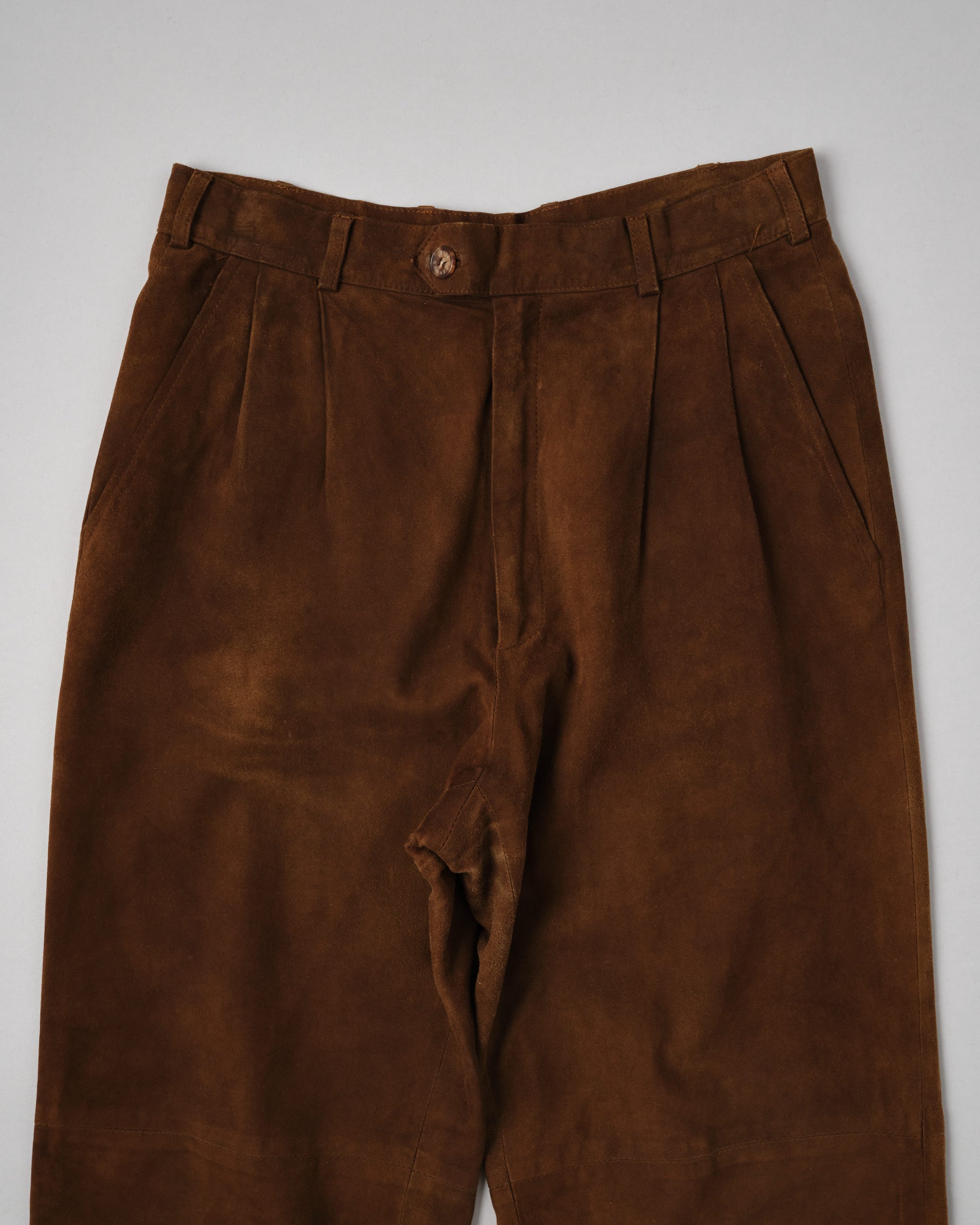 ［~80's］Old Hermès Paris 2 Tuck Lambskin Nubuck Leather Trousers Size.40