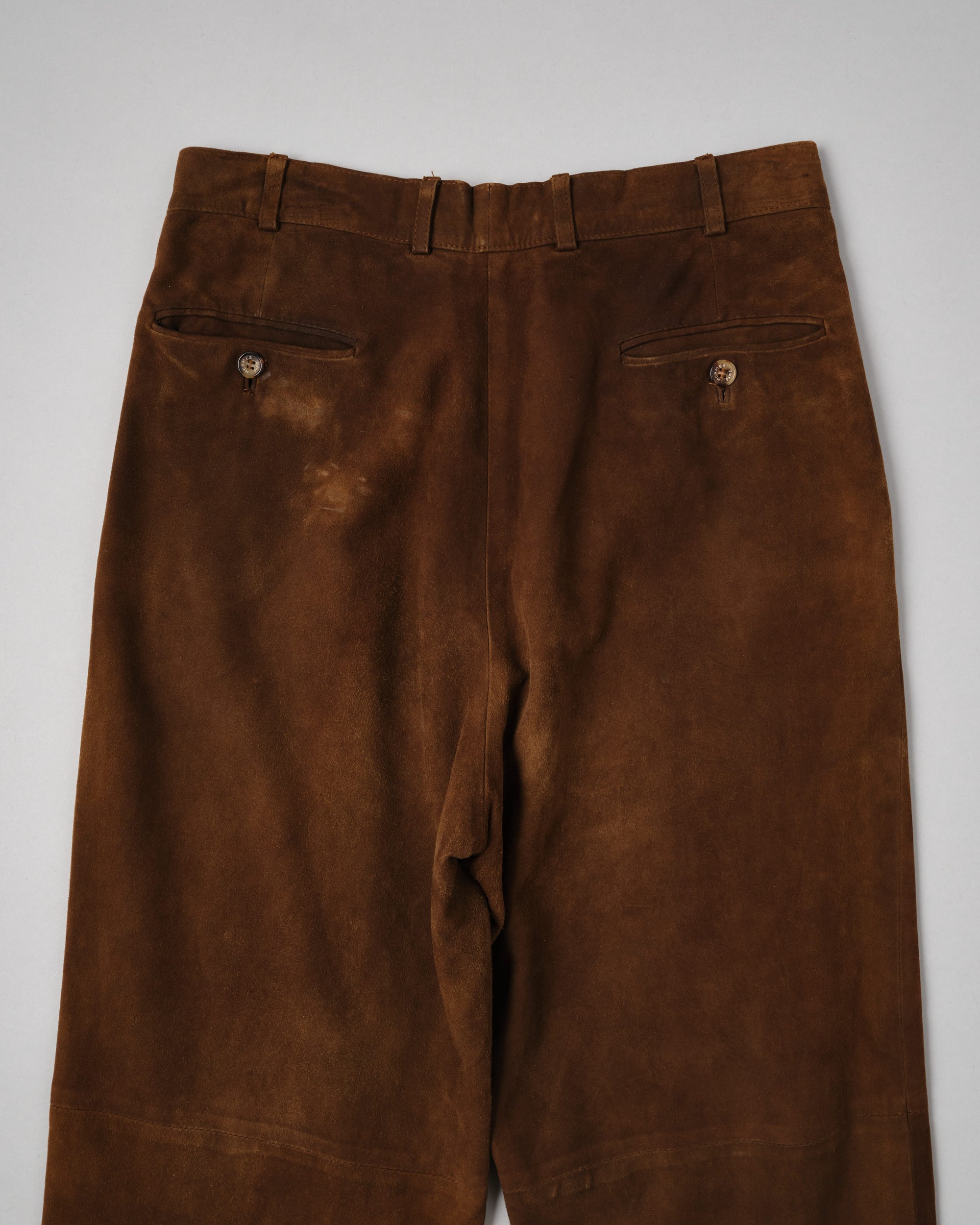 ［~80's］Old Hermès Paris 2 Tuck Lambskin Nubuck Leather Trousers Size.40
