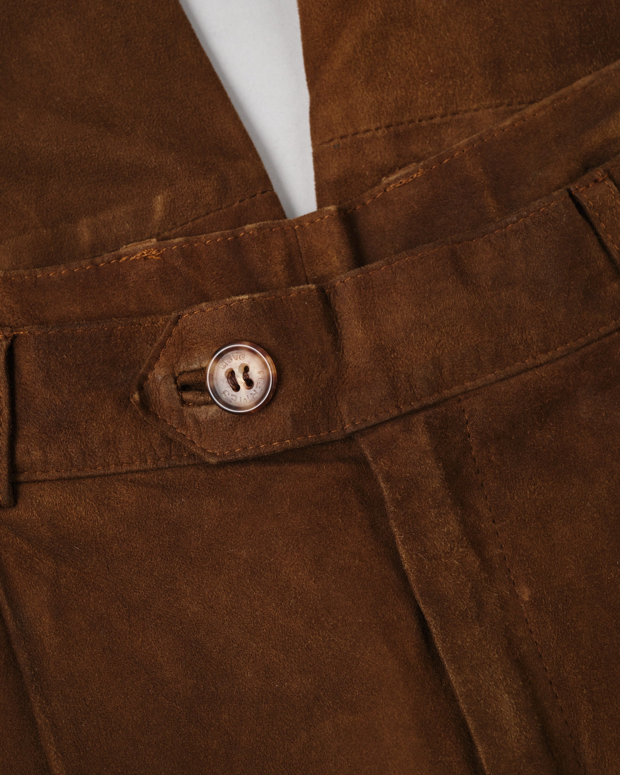 ［~80's］Old Hermès Paris 2 Tuck Lambskin Nubuck Leather Trousers Size.40