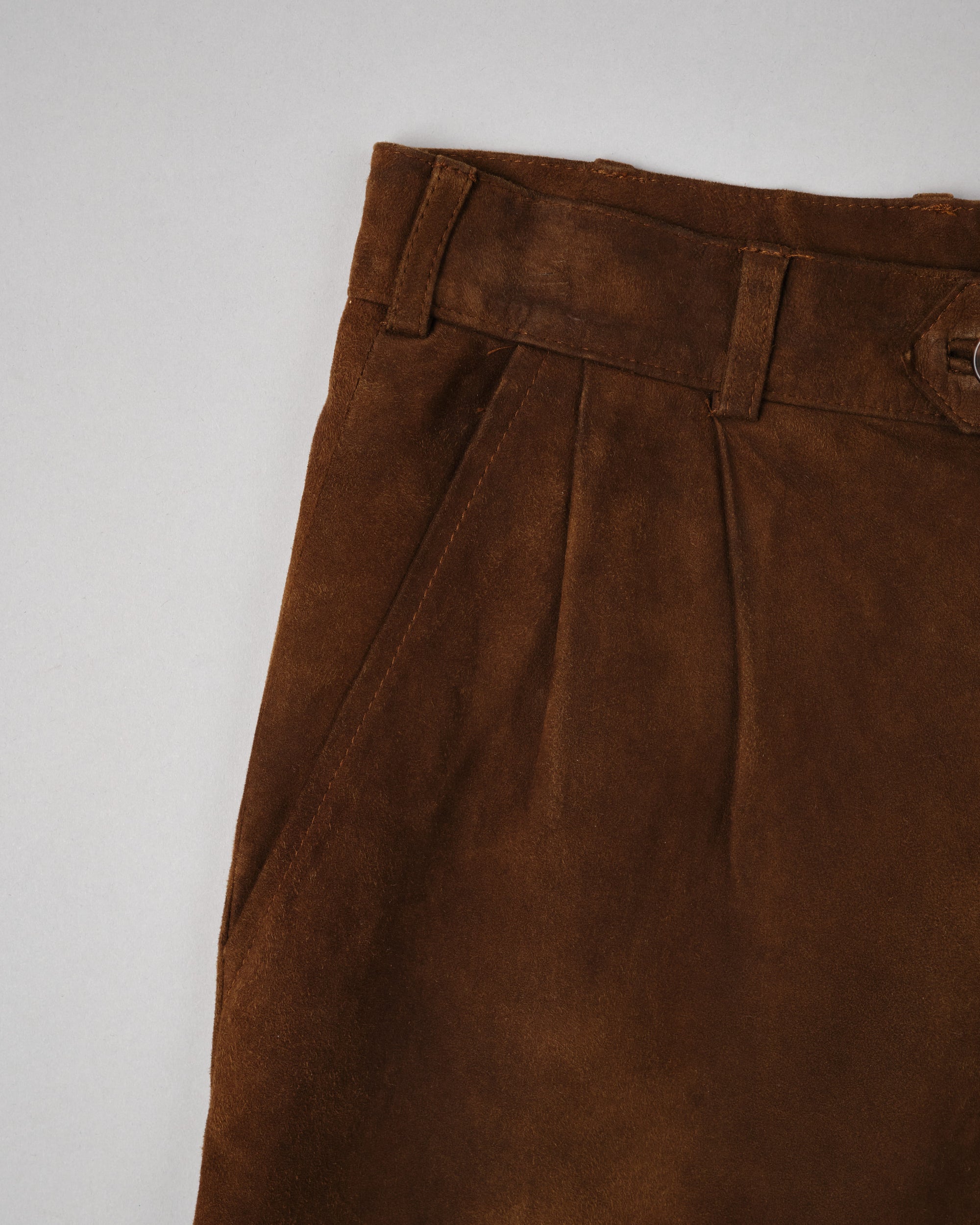 ［~80's］Old Hermès Paris 2 Tuck Lambskin Nubuck Leather Trousers Size.40