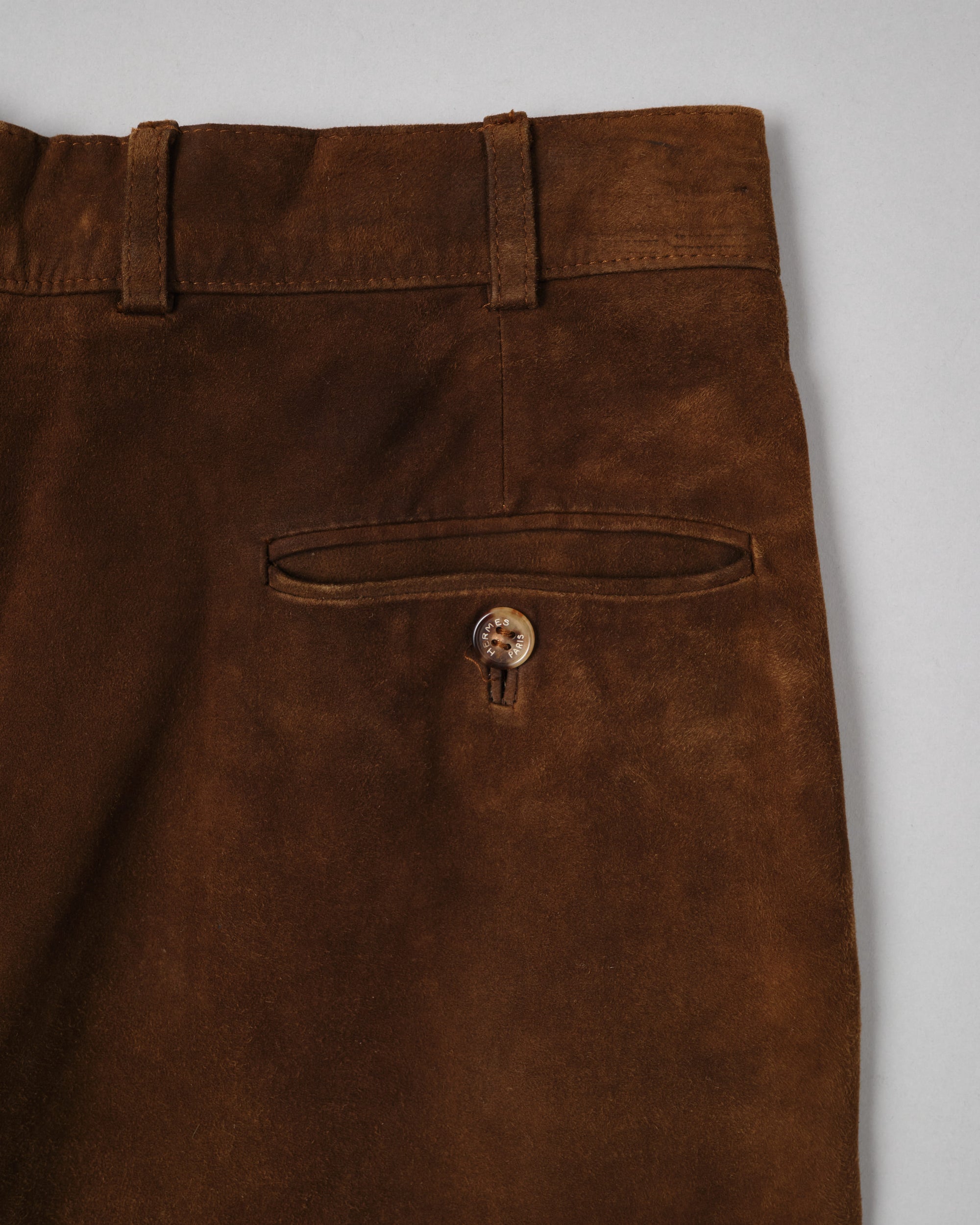 ［~80's］Old Hermès Paris 2 Tuck Lambskin Nubuck Leather Trousers Size.40
