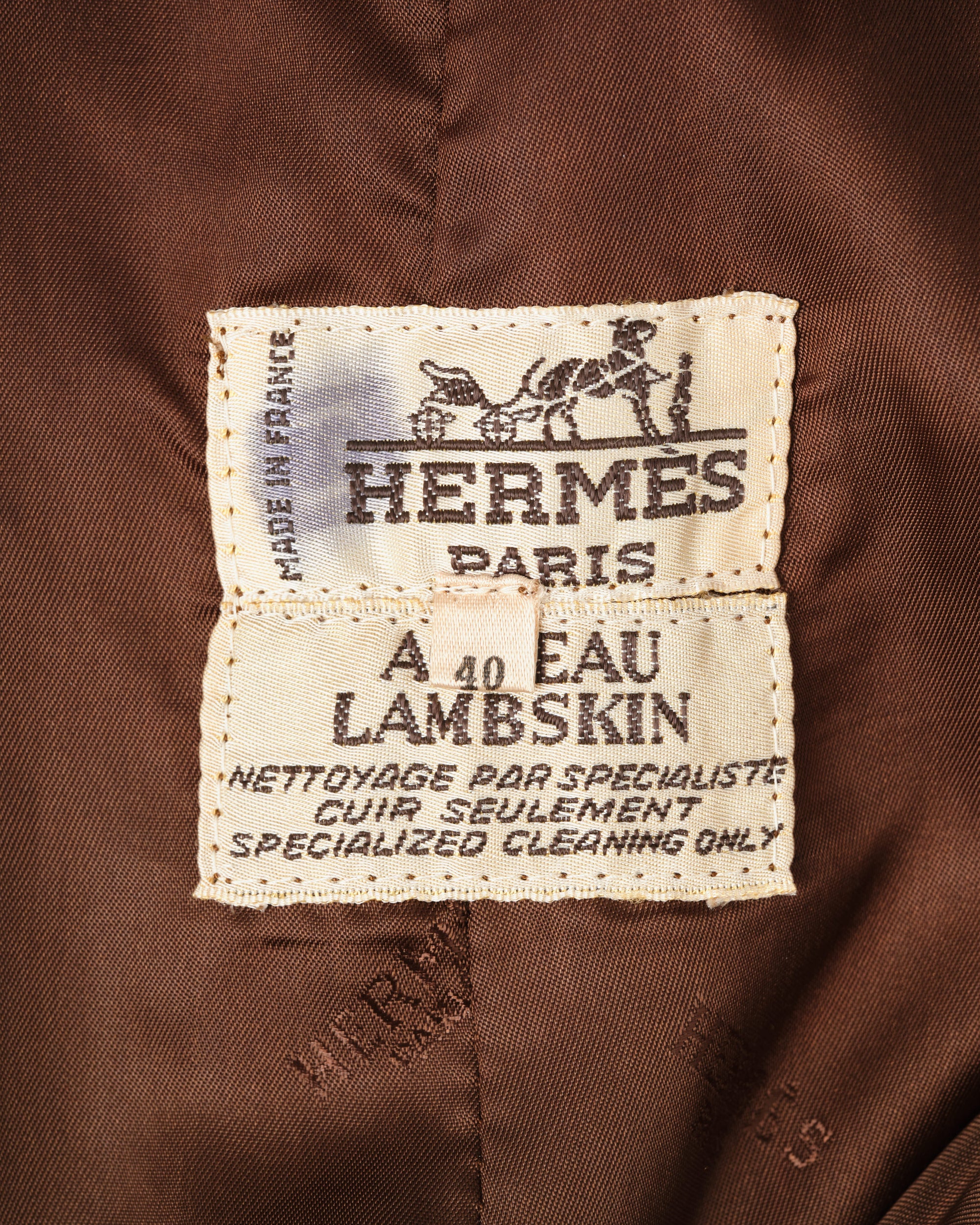 ［~80's］Old Hermès Paris 2 Tuck Lambskin Nubuck Leather Trousers Size.40