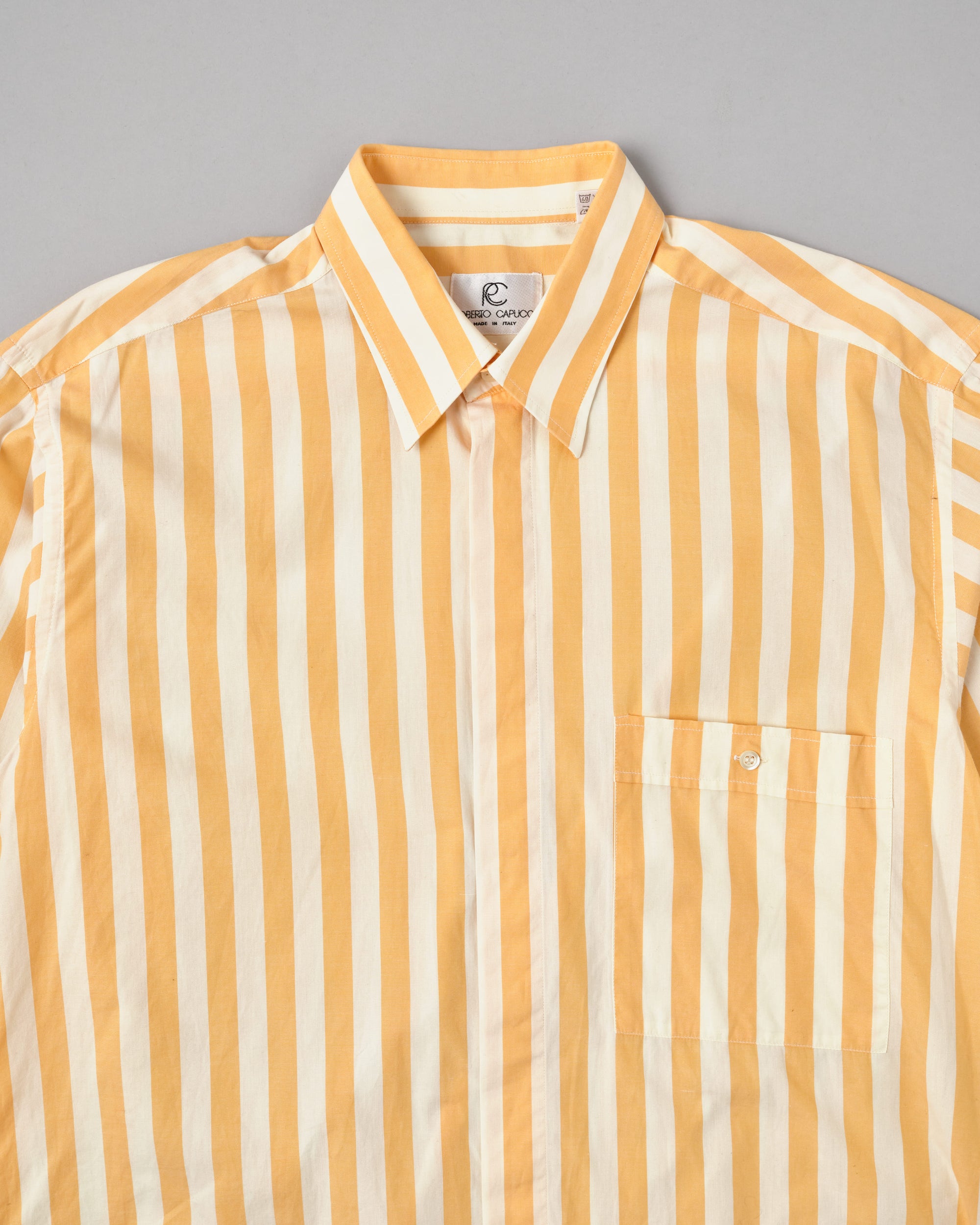 ［~80’s］Old ROBERTO CAPUCCI Fly Front Striped Shirt Size.41