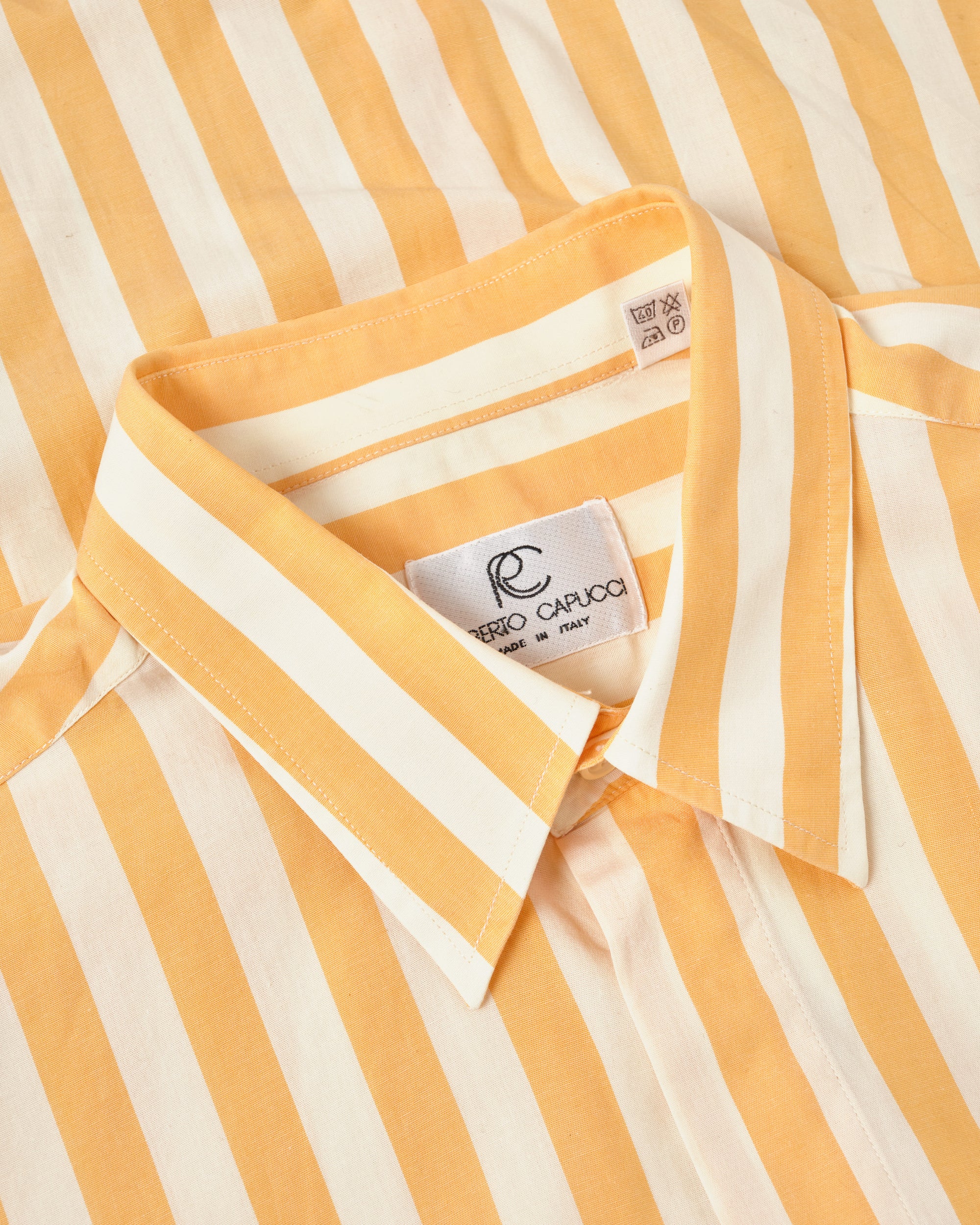 ［~80’s］Old ROBERTO CAPUCCI Fly Front Striped Shirt Size.41
