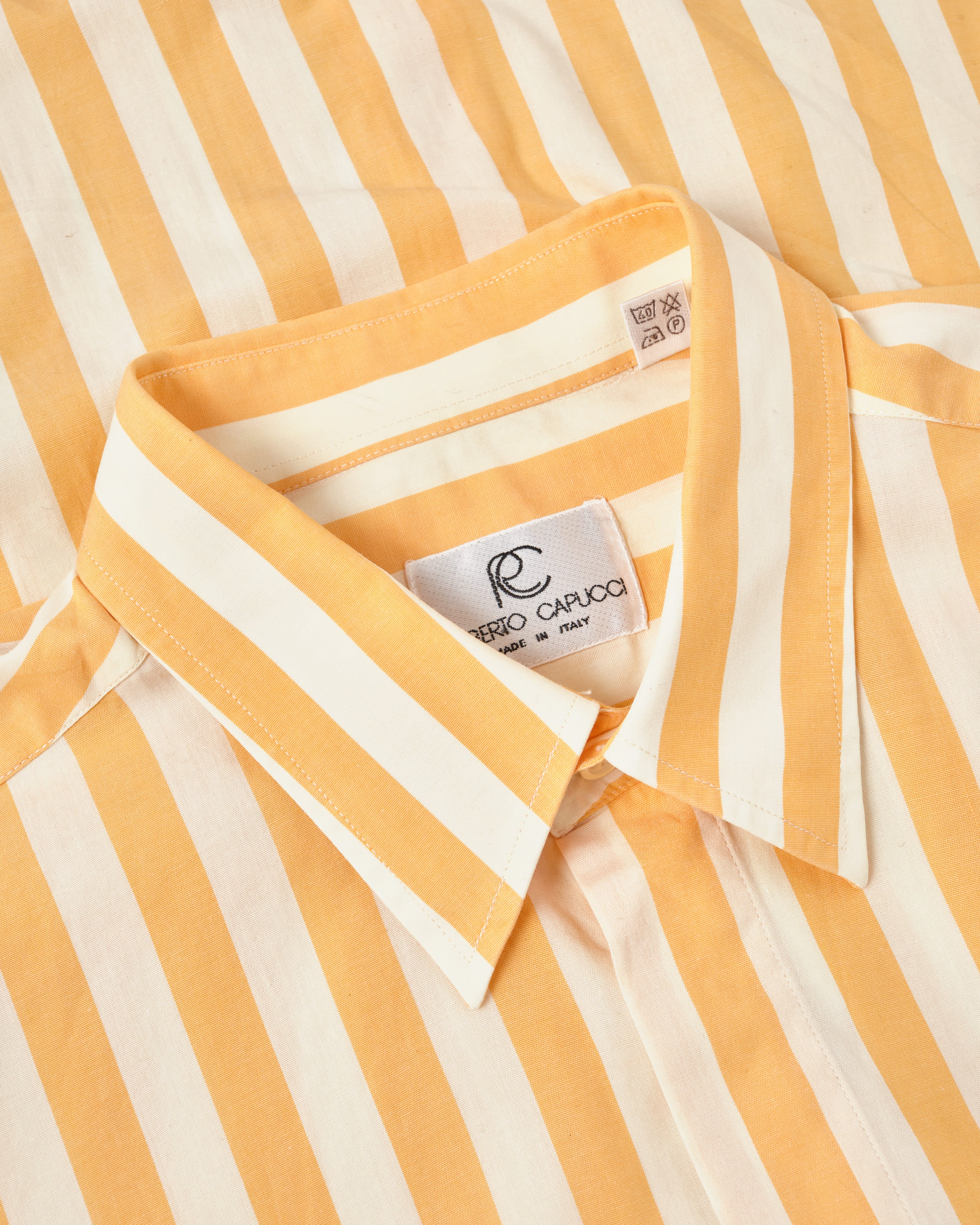 [~80's] Old ROBERTO CAPUCCI Fly Front Striped Shirt Size.41