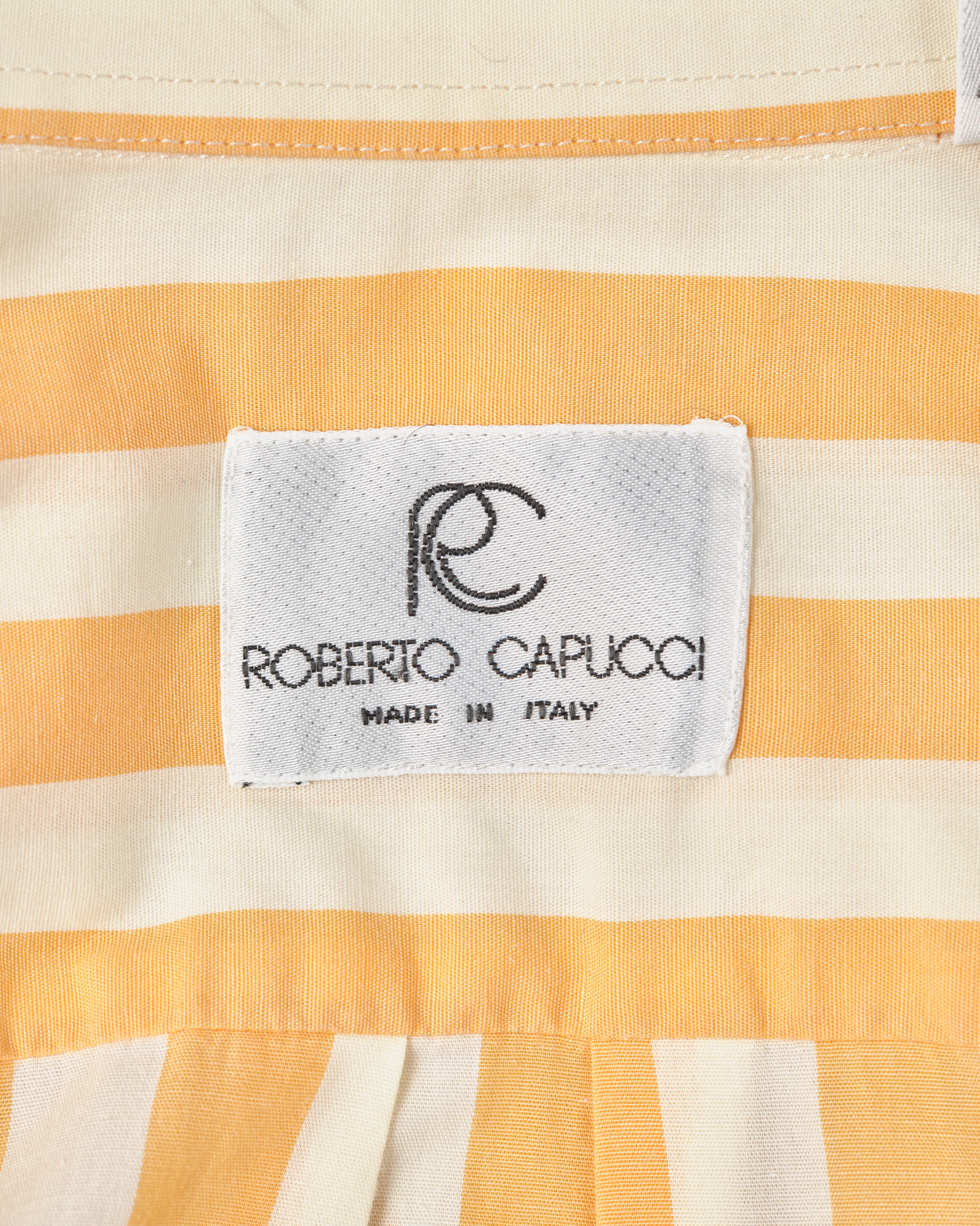 [~80's] Old ROBERTO CAPUCCI Fly Front Striped Shirt Size.41