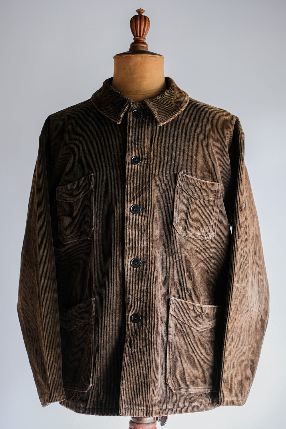【~50's】French Vintage Brown Corduroy 4 Pockets Work Jacket Size.50 "Le BEAU-FORT"