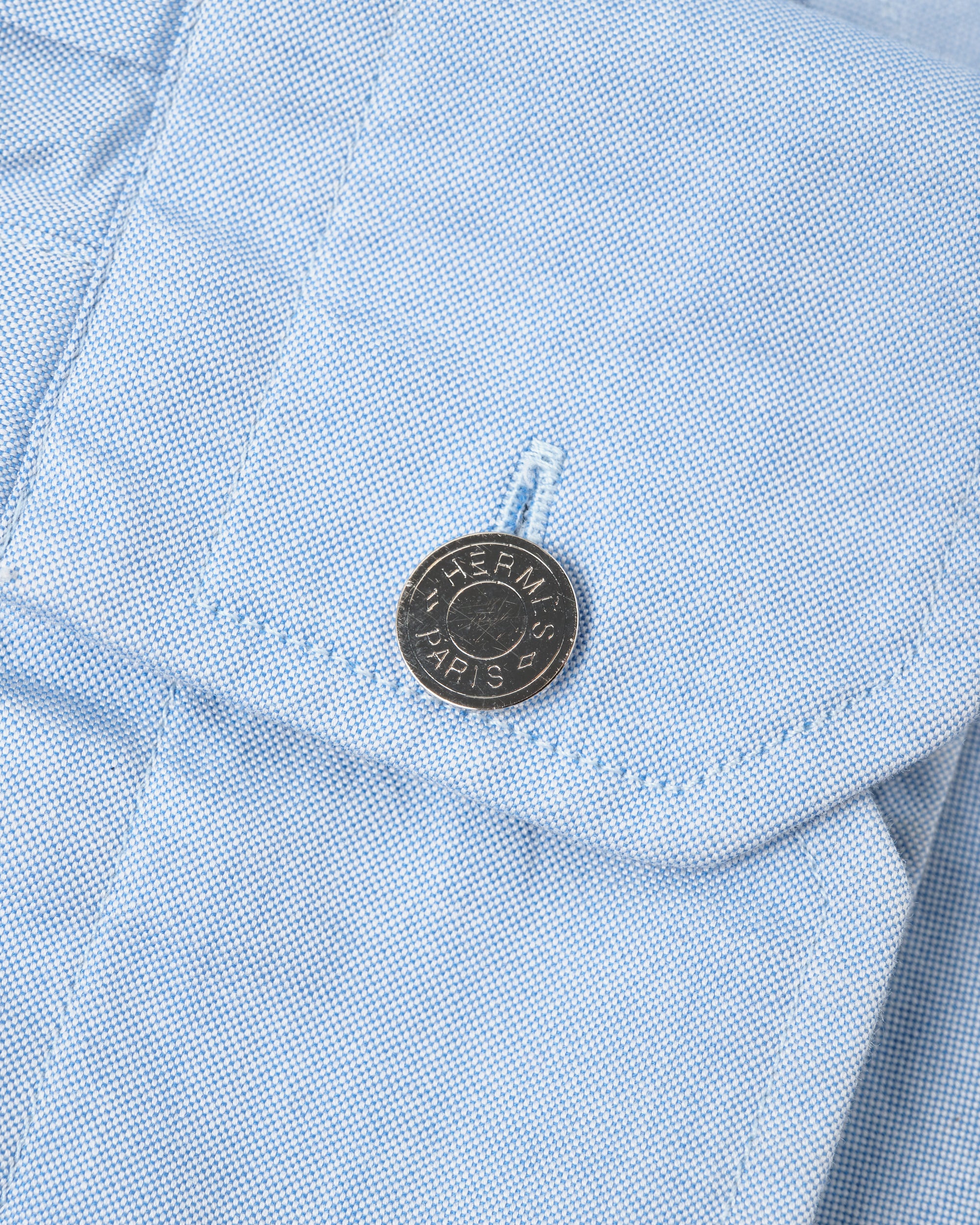 ［~00's］Old Hermès Paris Cotton Oxford B.D Shirt With Sellier Button Size.37