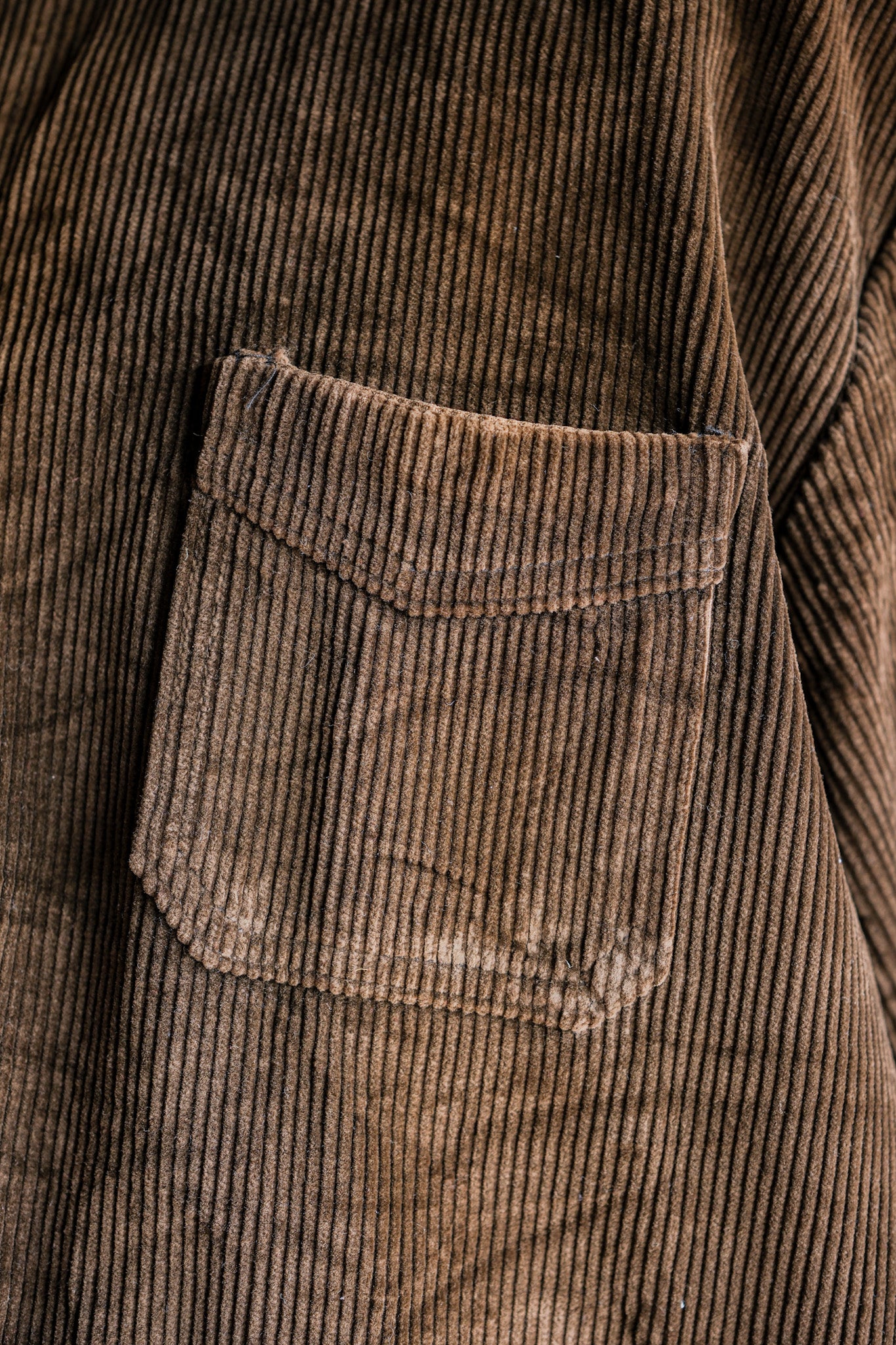[~ 50 년대] 프랑스 빈티지 브라운 코듀로이 4 주머니 작업 재킷 크기.