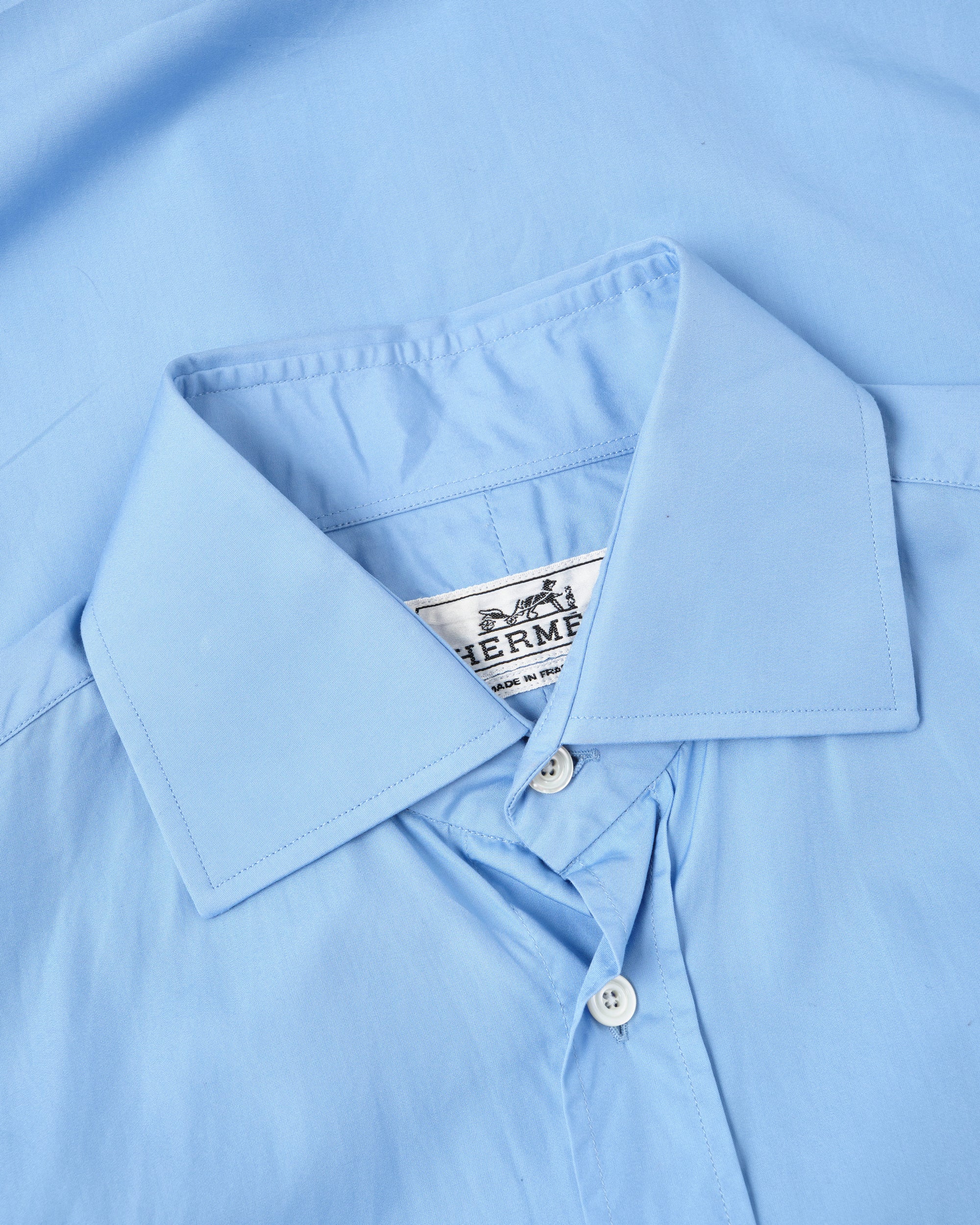［~00's］Old Hermès Paris Cotton Poplin Shirt With Sellier Button Size.37