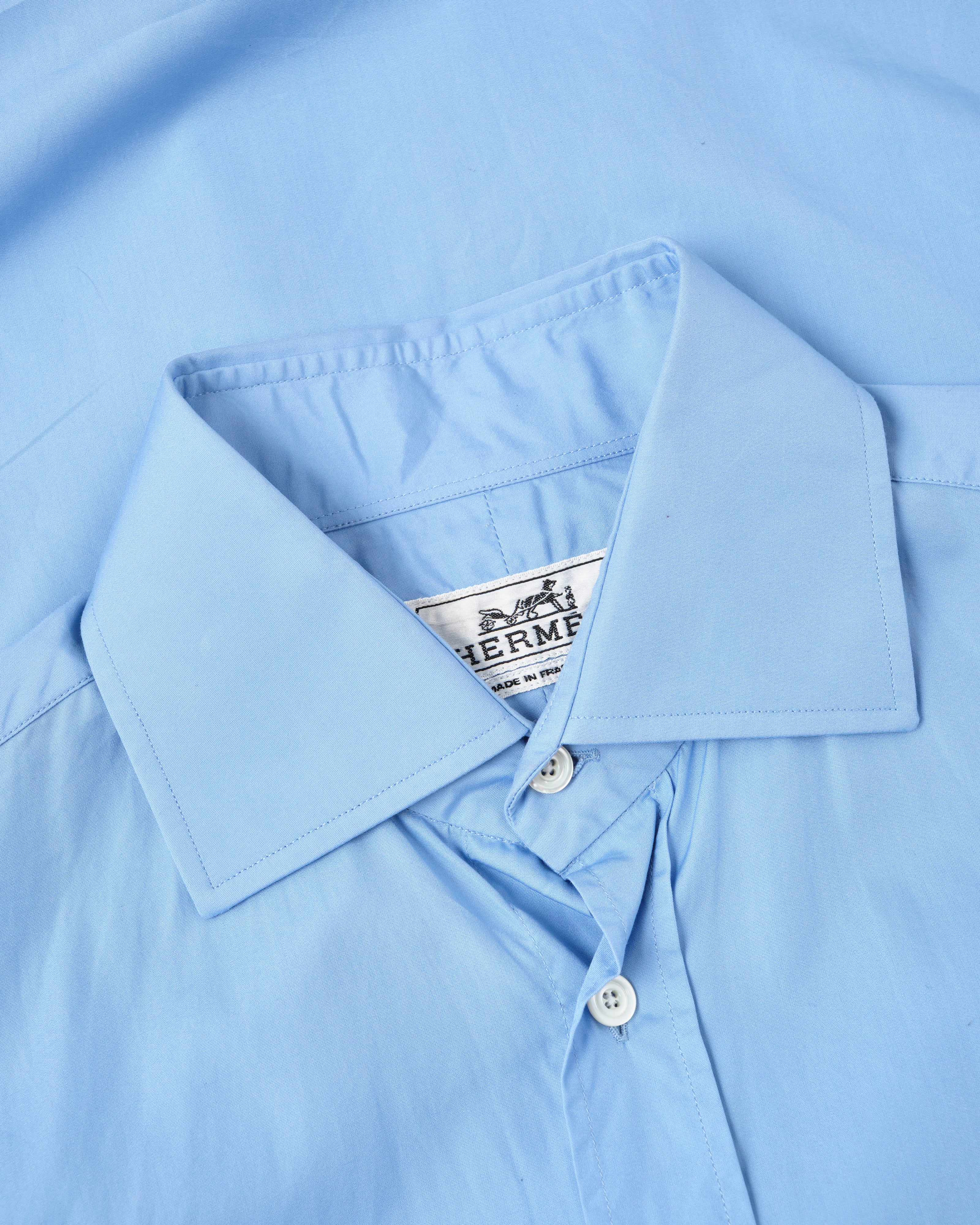 [~ 00's] Old Hermès Paris Cotton Poplin Shirt avec une taille de bouton Sellier.37