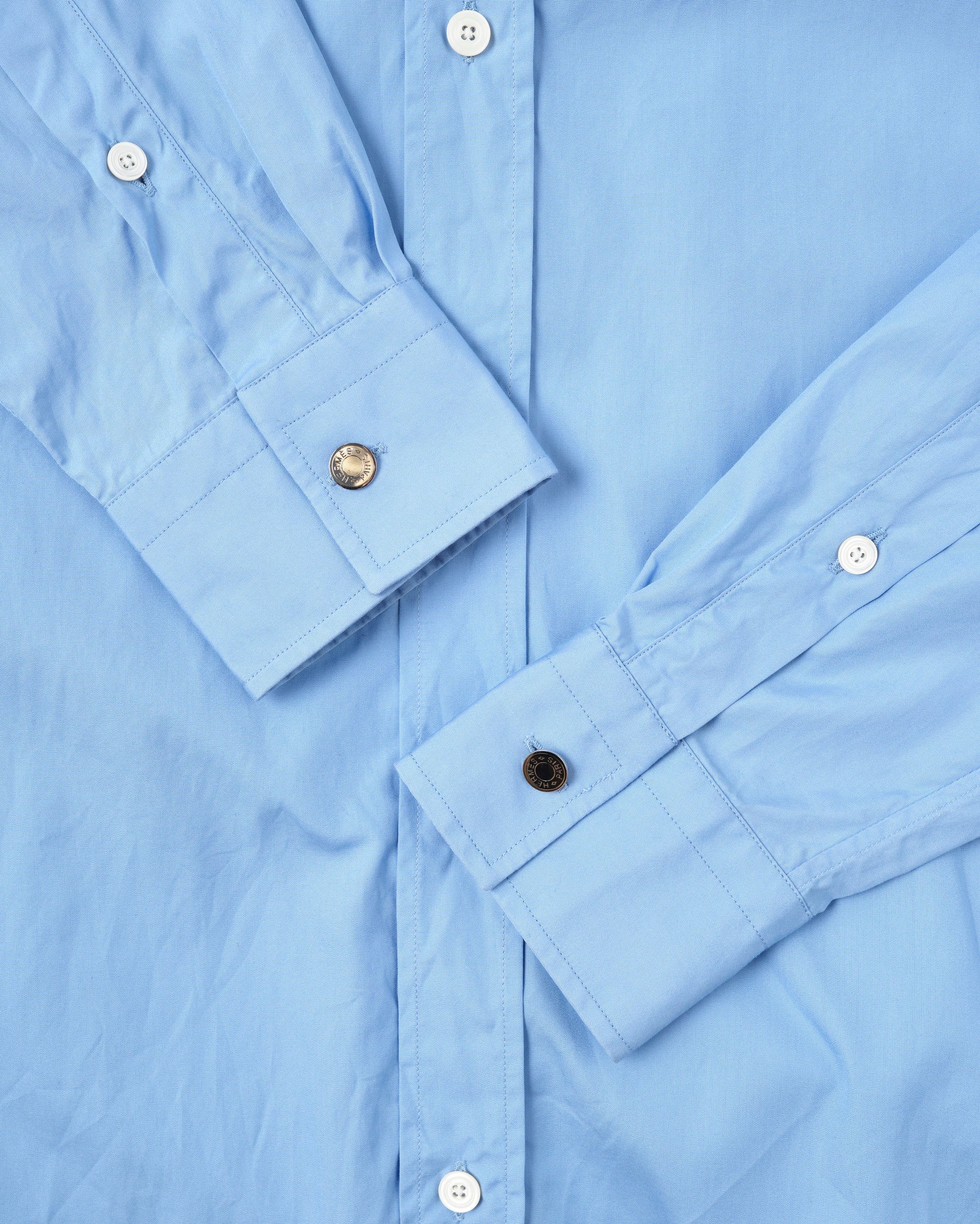 ［~00's］Old Hermès Paris Cotton Poplin Shirt With Sellier Button Size.37