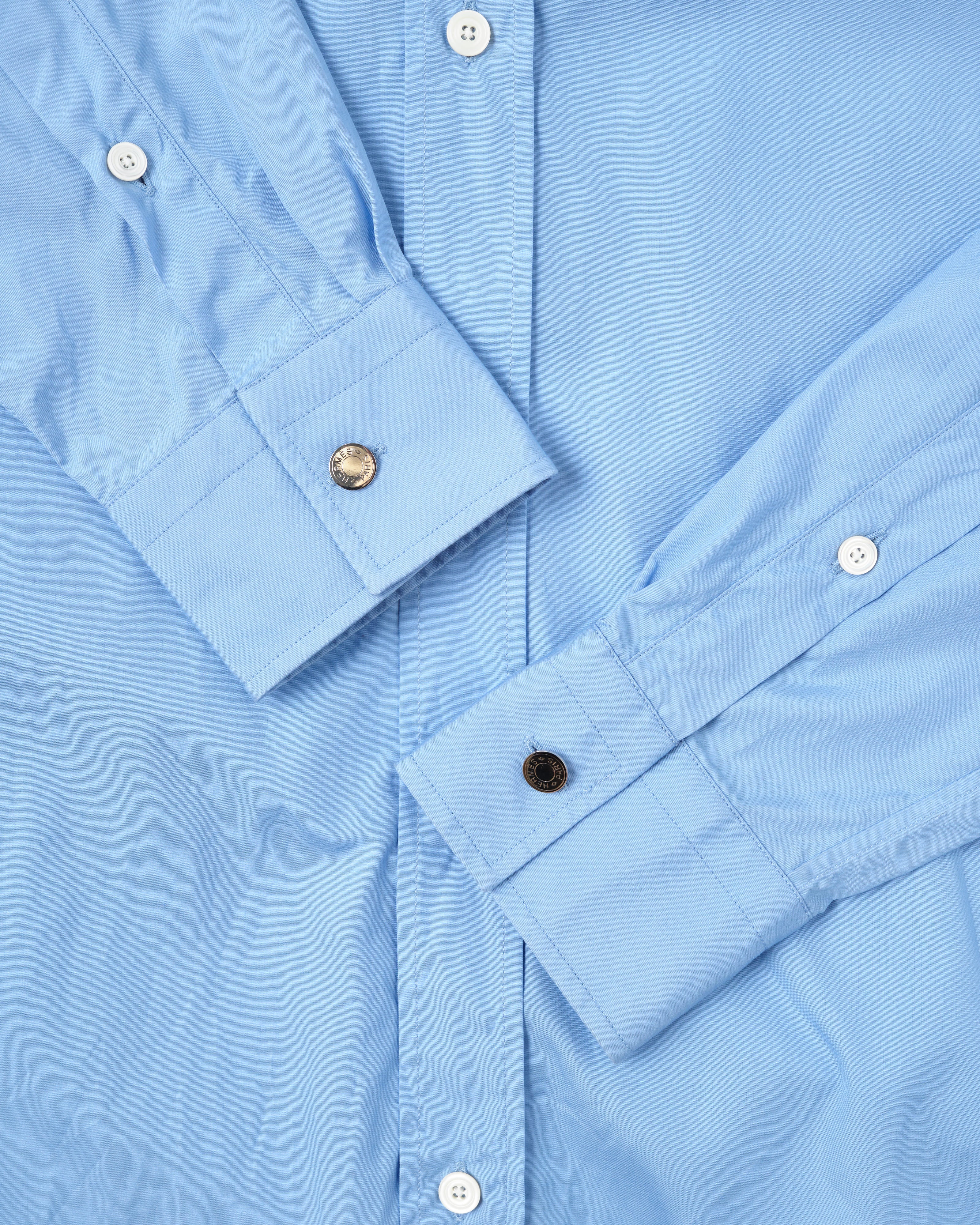 [~ 00's] Old Hermès Paris Cotton Poplin Shirt avec une taille de bouton Sellier.37