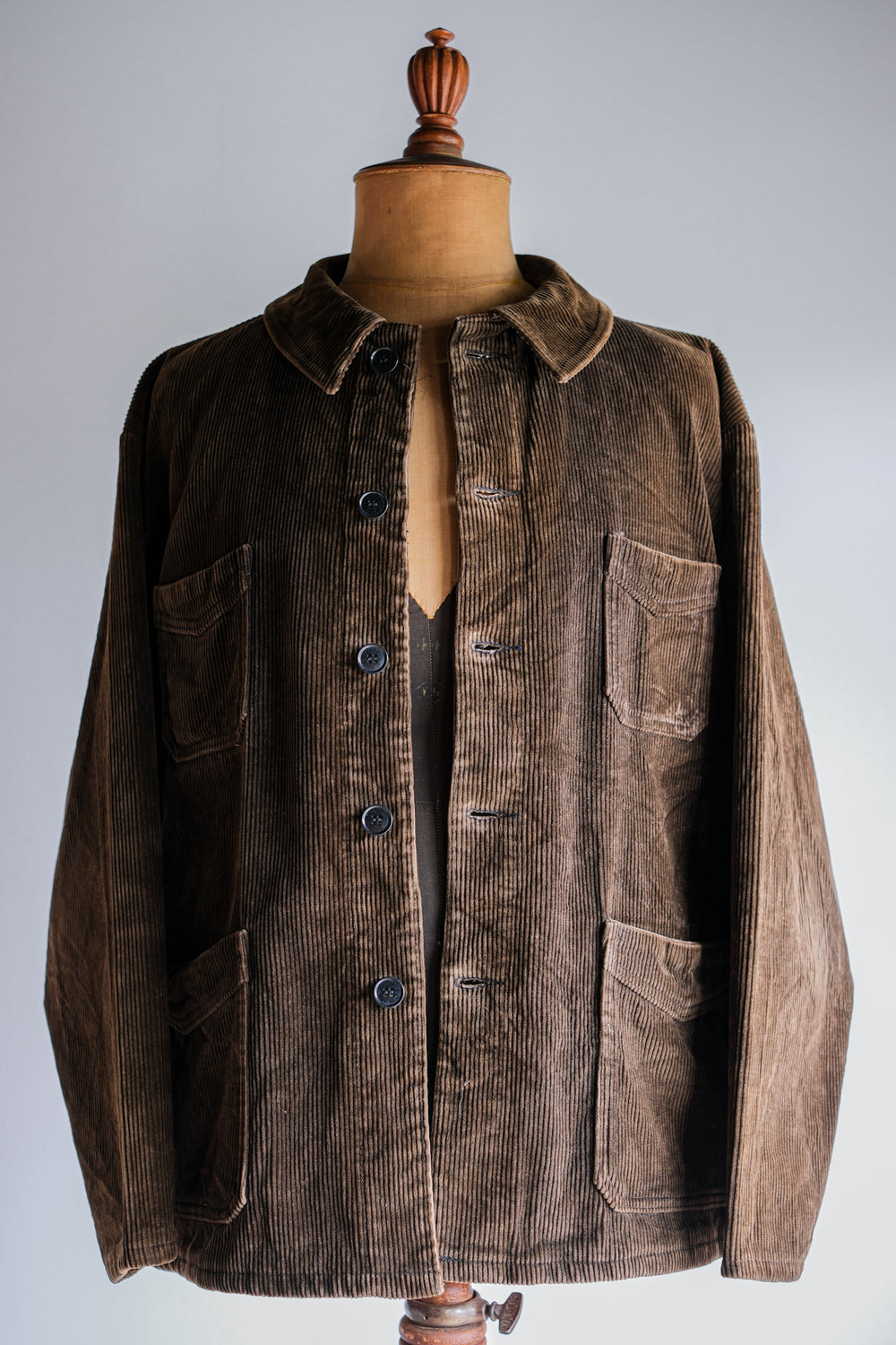 【~50's】French Vintage Brown Corduroy 4 Pockets Work Jacket Size.50 "Le BEAU-FORT"