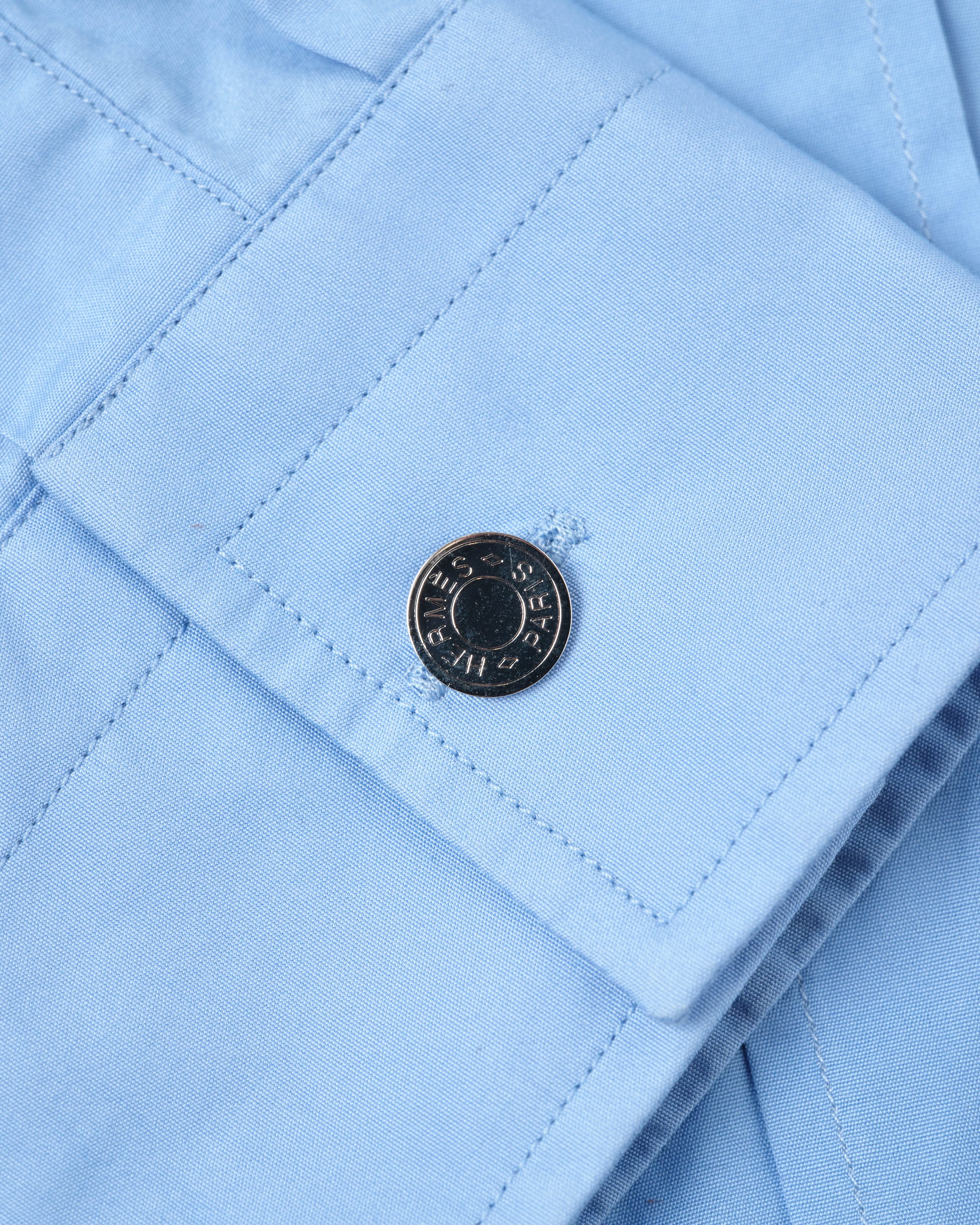 ［~00's］Old Hermès Paris Cotton Poplin Shirt With Sellier Button Size.37