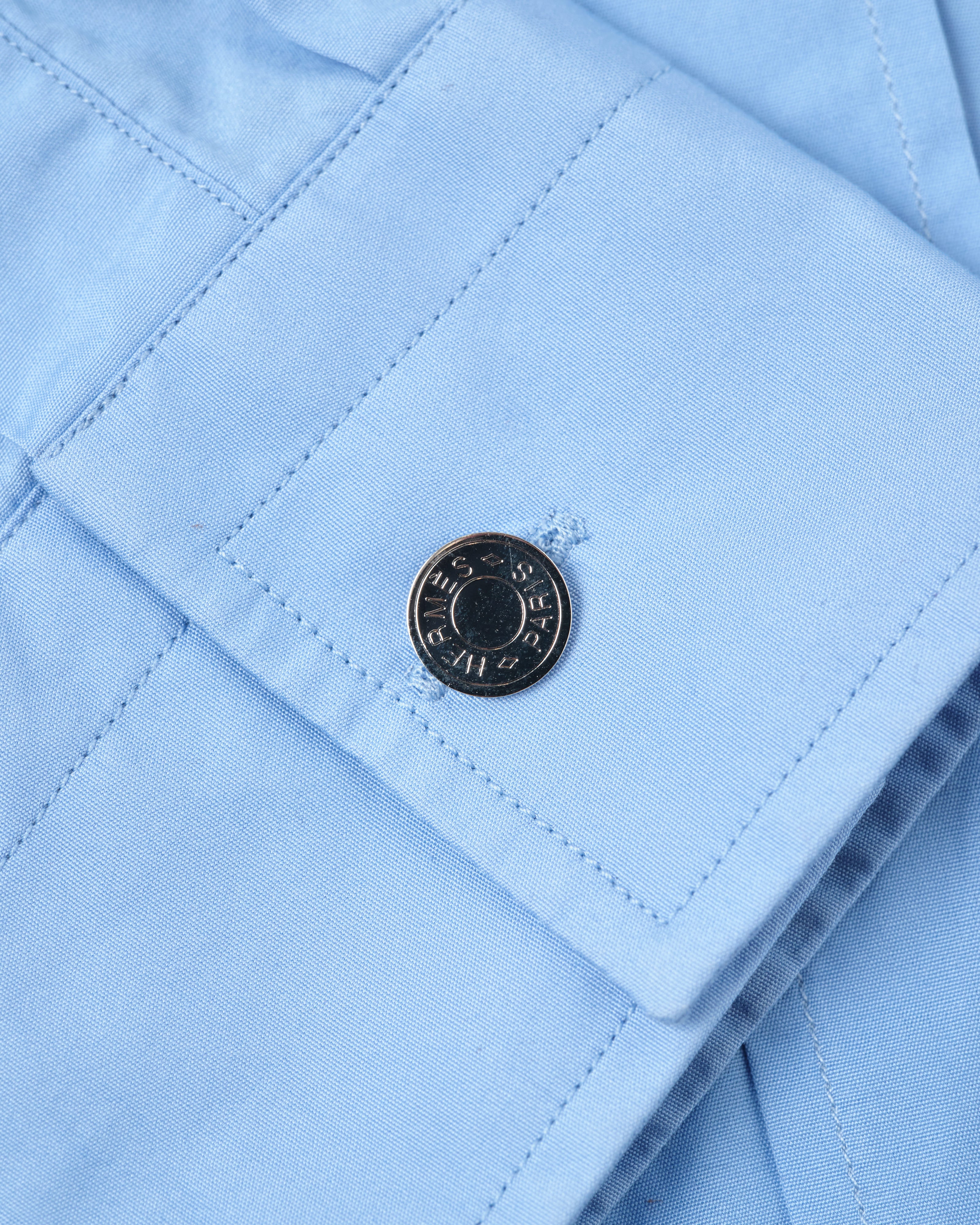 [~ 00's] Old Hermès Paris Cotton Poplin Shirt avec une taille de bouton Sellier.37